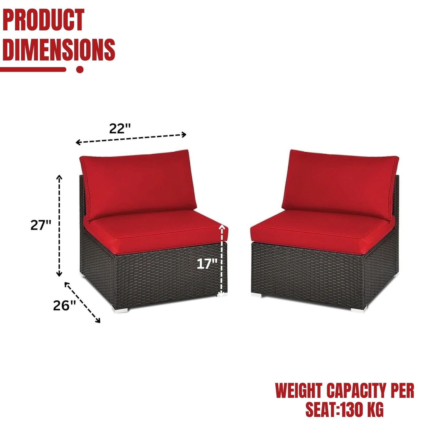 2-Piece Outdoor Wicker Armless Sofa