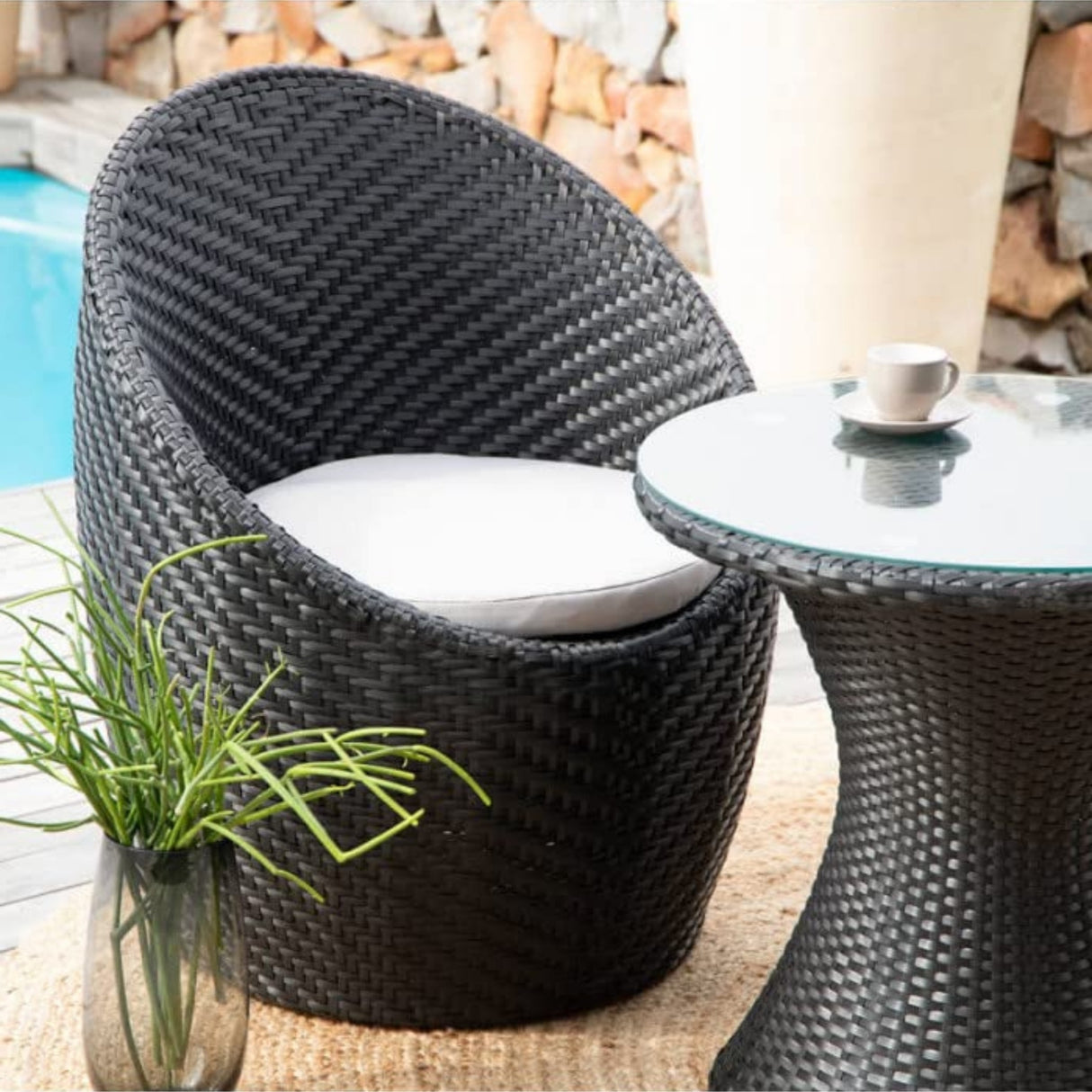 Outdoor Rattan Wicker 3-Piece Conversation Set