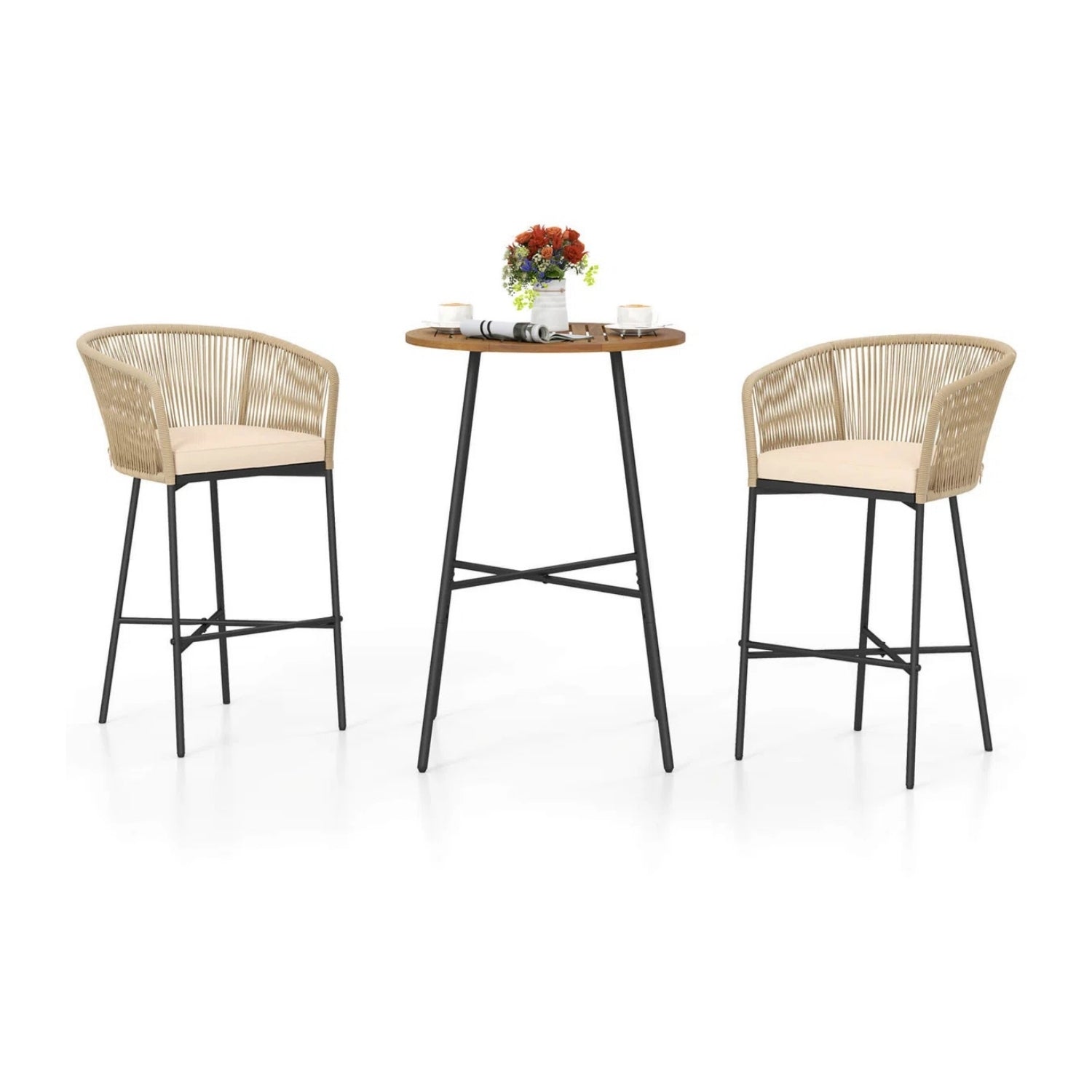 Premium Outdoor Rope Bar Set With a High-Top Round Table