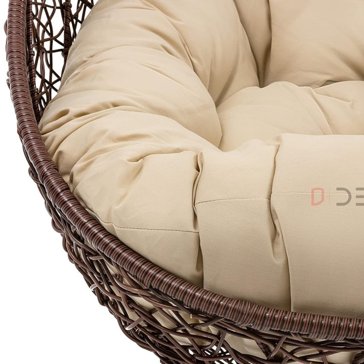 Single Seater Rattan & Wicker Swing (Brown & Cream)
