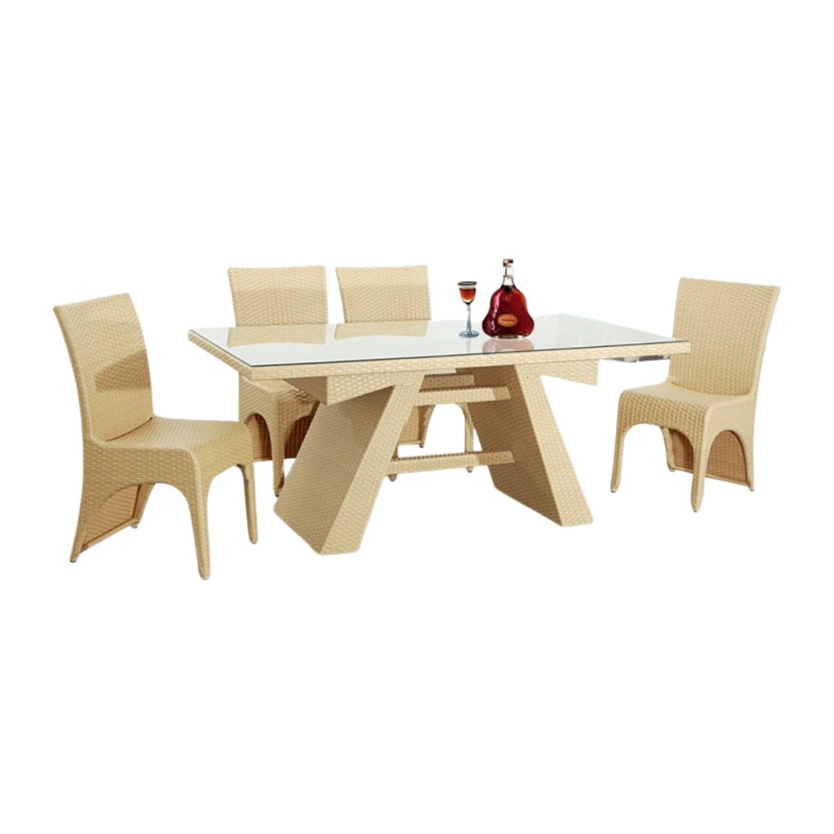 5-Piece Outdoor Patio Dining Set With Rattan Chairs