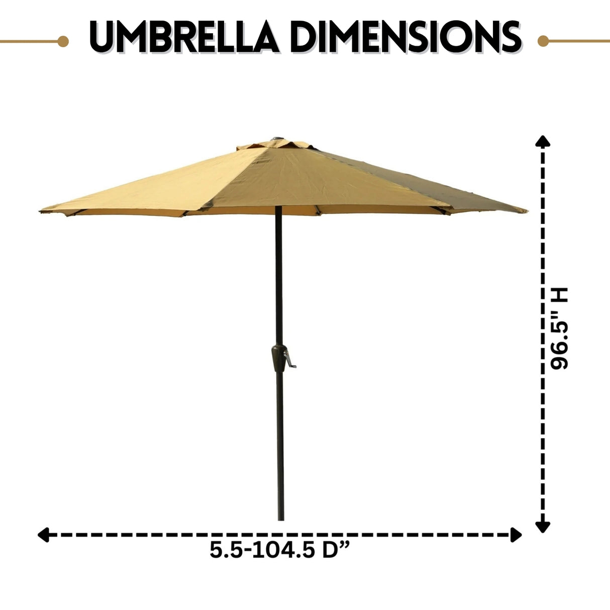 9ft Beige Color Outdoor Patio Umbrella with Centre Pole