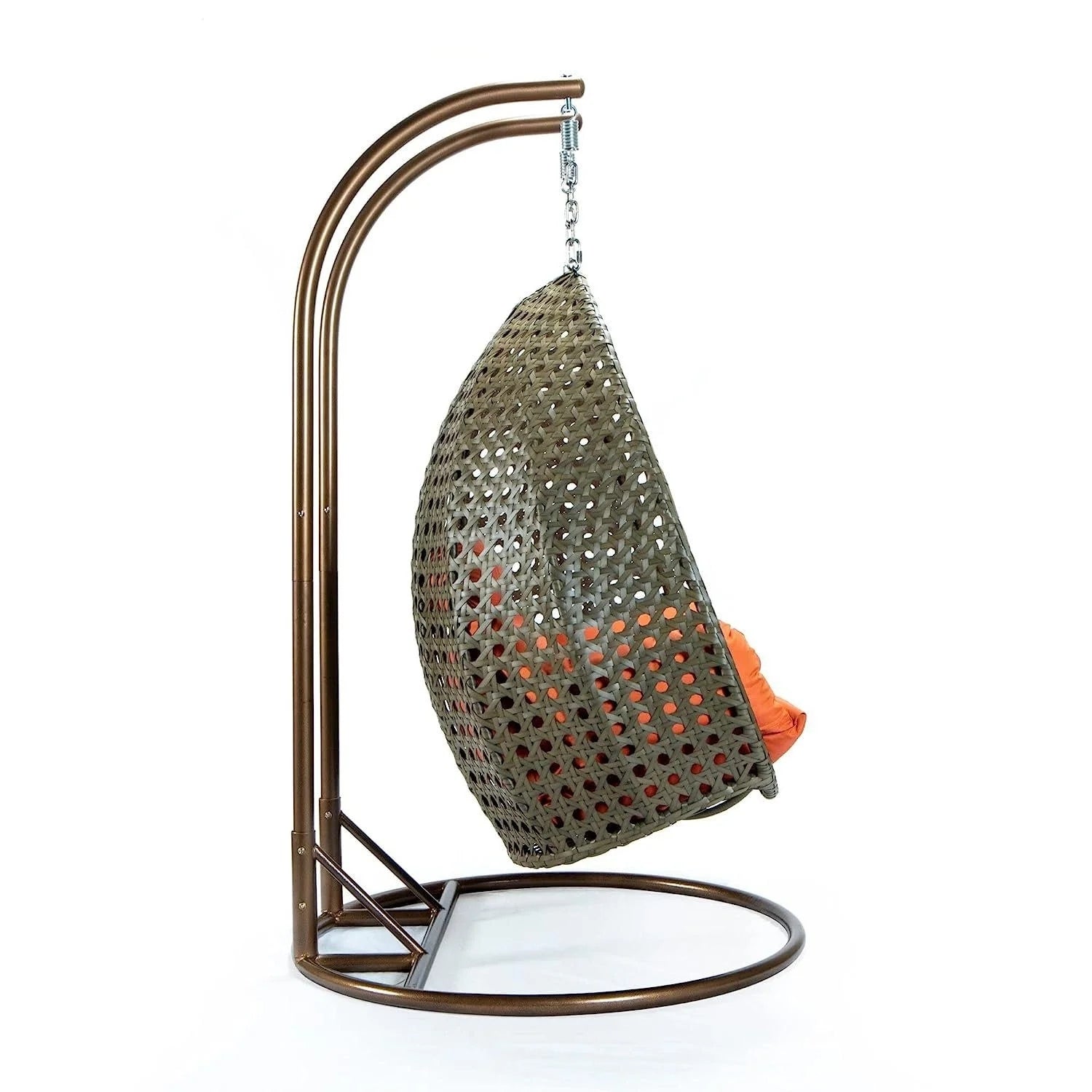 Double Seater Hanging Swing Chair (Dark Brown/Orange)