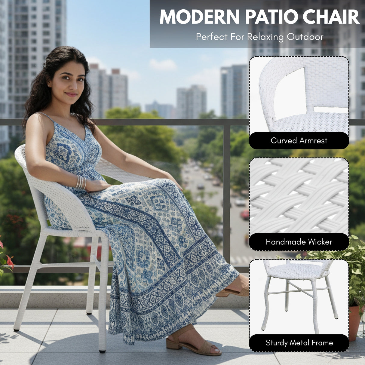 Outdoor Wicker 5-Piece Patio Set with Outdoor Umbrella