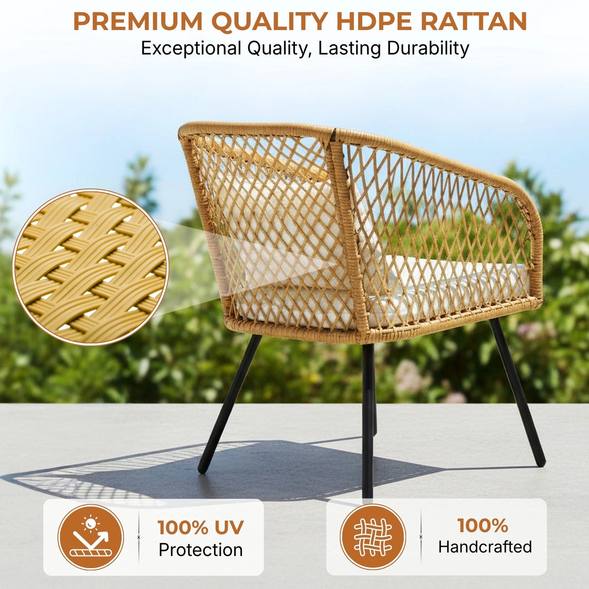 Outdoor Wicker 3-Piece Patio Set