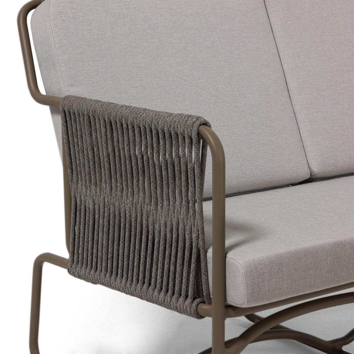 Outdoor Rope Loveseat Sofa Set With Wooden Top Table