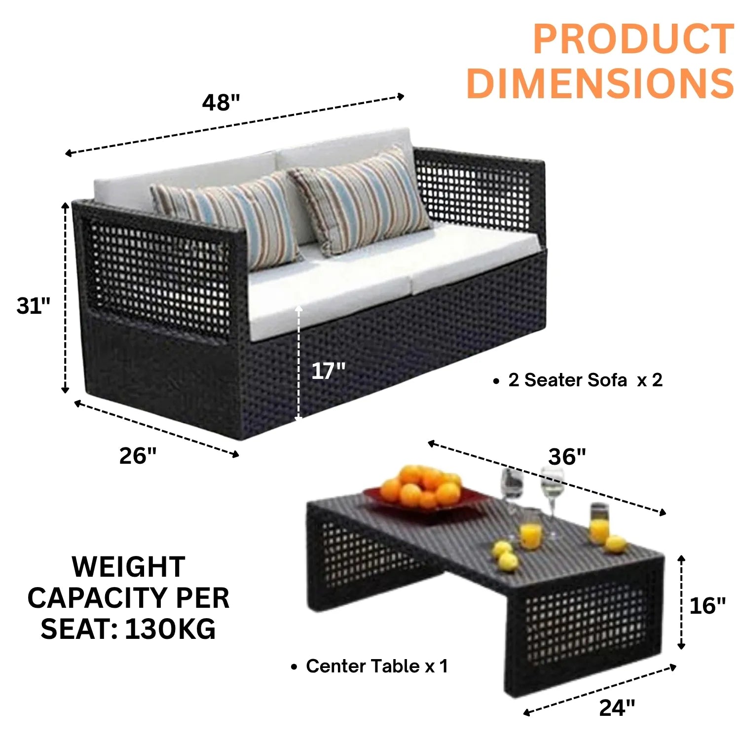 Outdoor Rattan Wicker 4-Seater Sofa Set