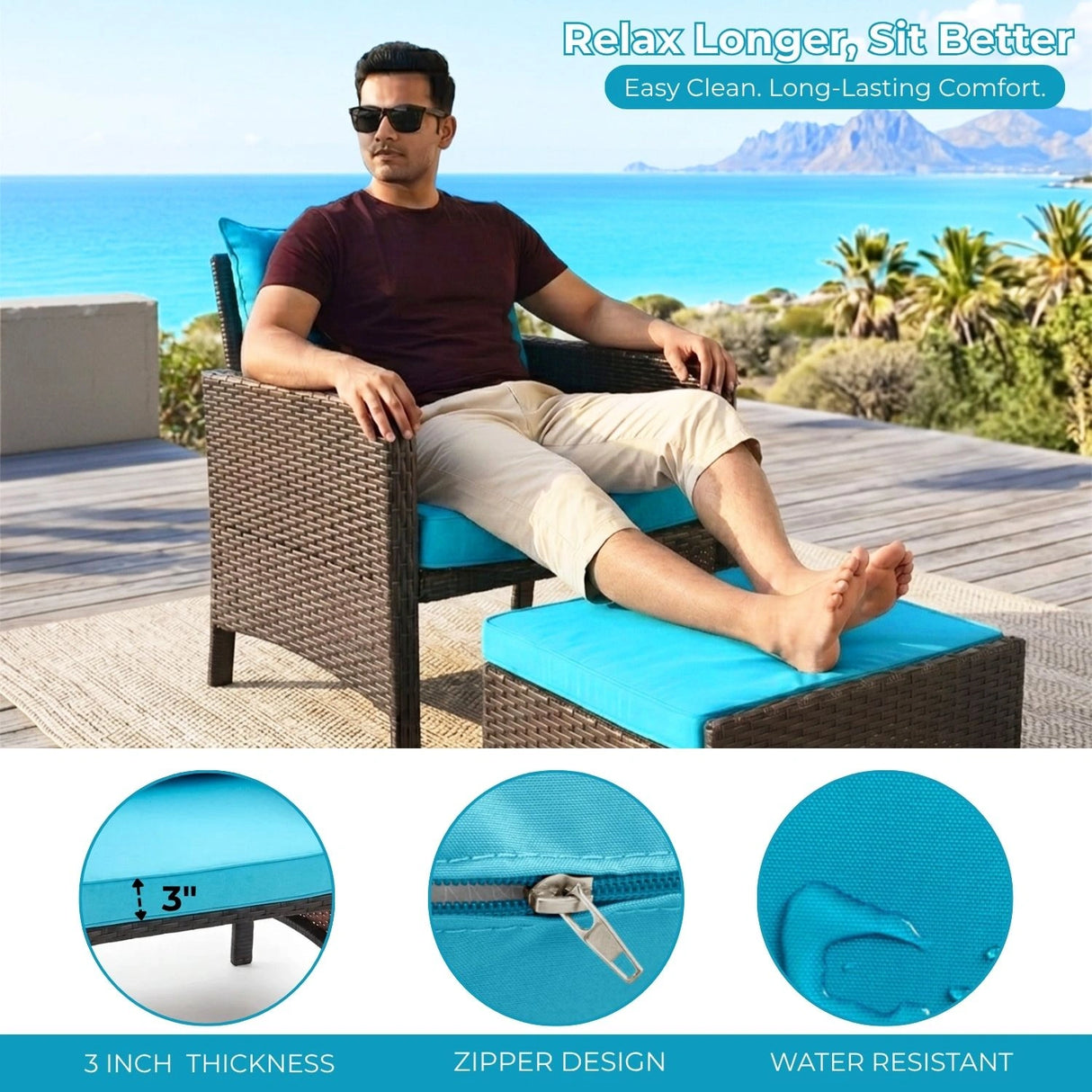 Outdoor 5 Piece Patio Wicker Furniture Set
