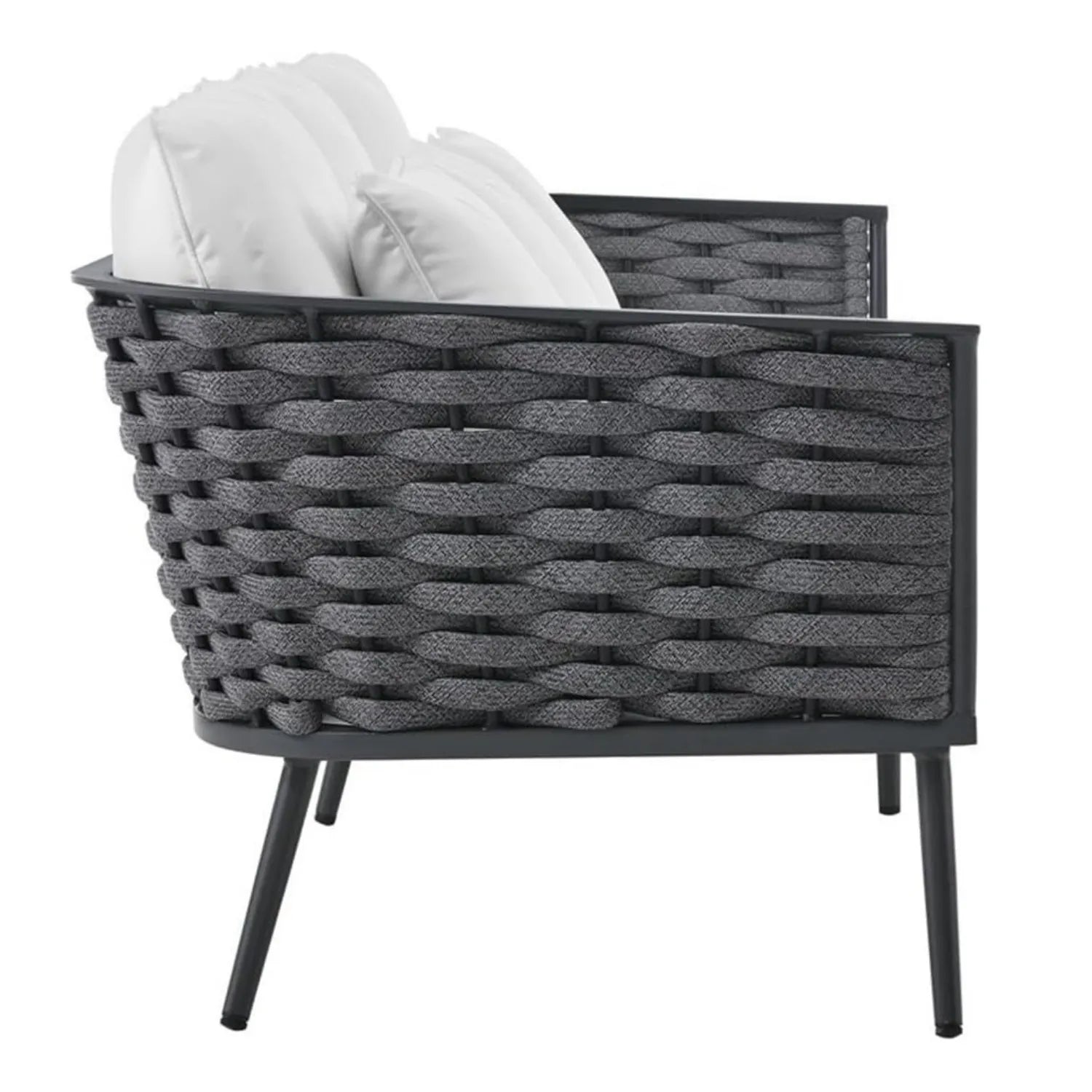 4 Piece Outdoor Rope Sofa Set with Wooden Top Table