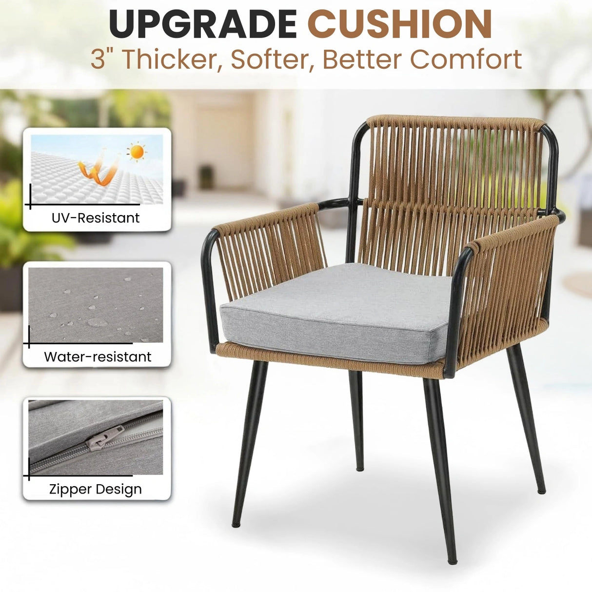 3-Piece Rope Patio Set - Perfect for Outdoor Entertaining