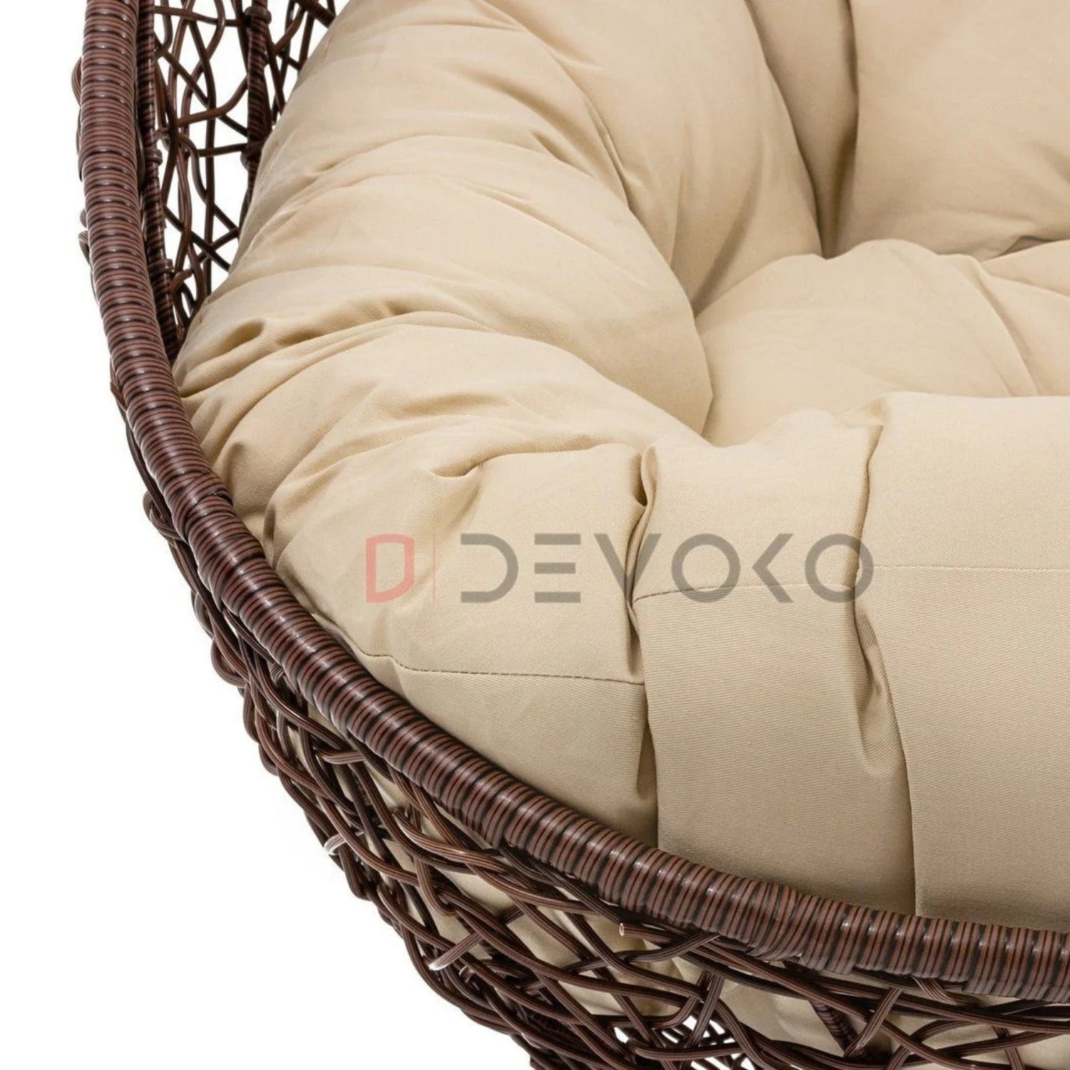 Double Seater Rattan & Wicker Swing (Brown & Cream)