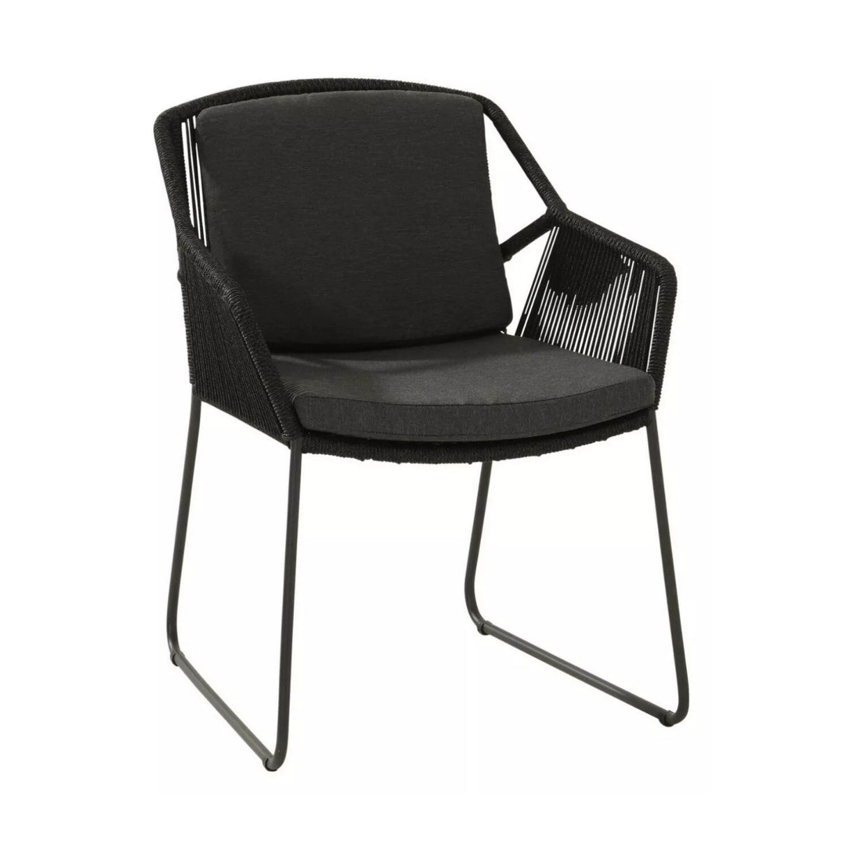 3 Piece Garden Outdoor Black Rope Patio Set