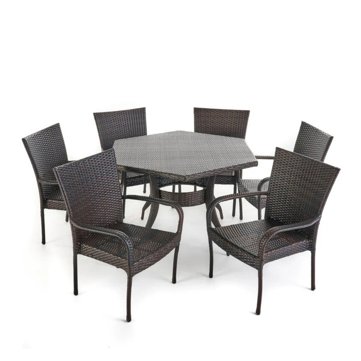 Outdoor All-Weather Resistant Rattan Wicker 7-Piece Dining Set