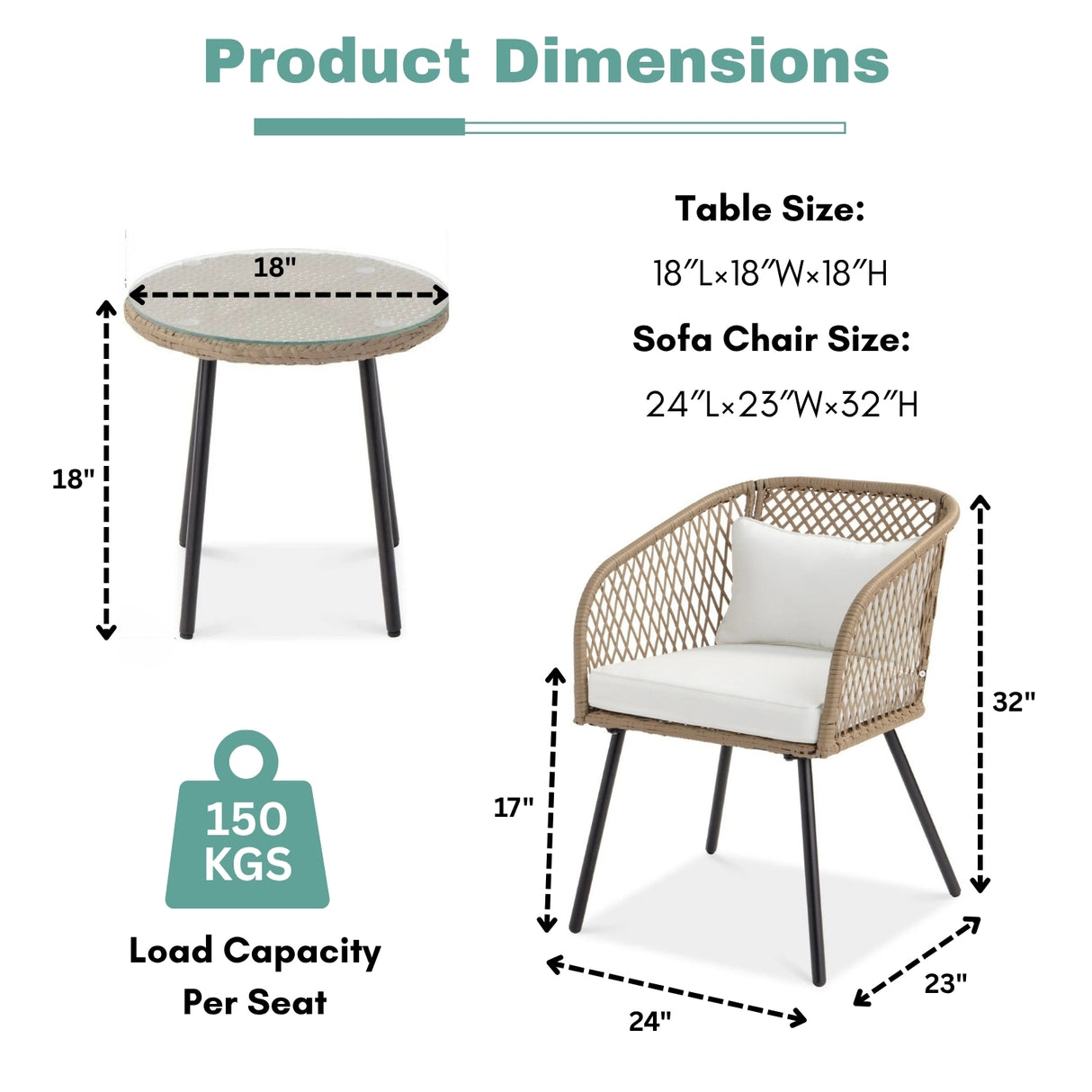 Outdoor Wicker 3-Piece Patio Set