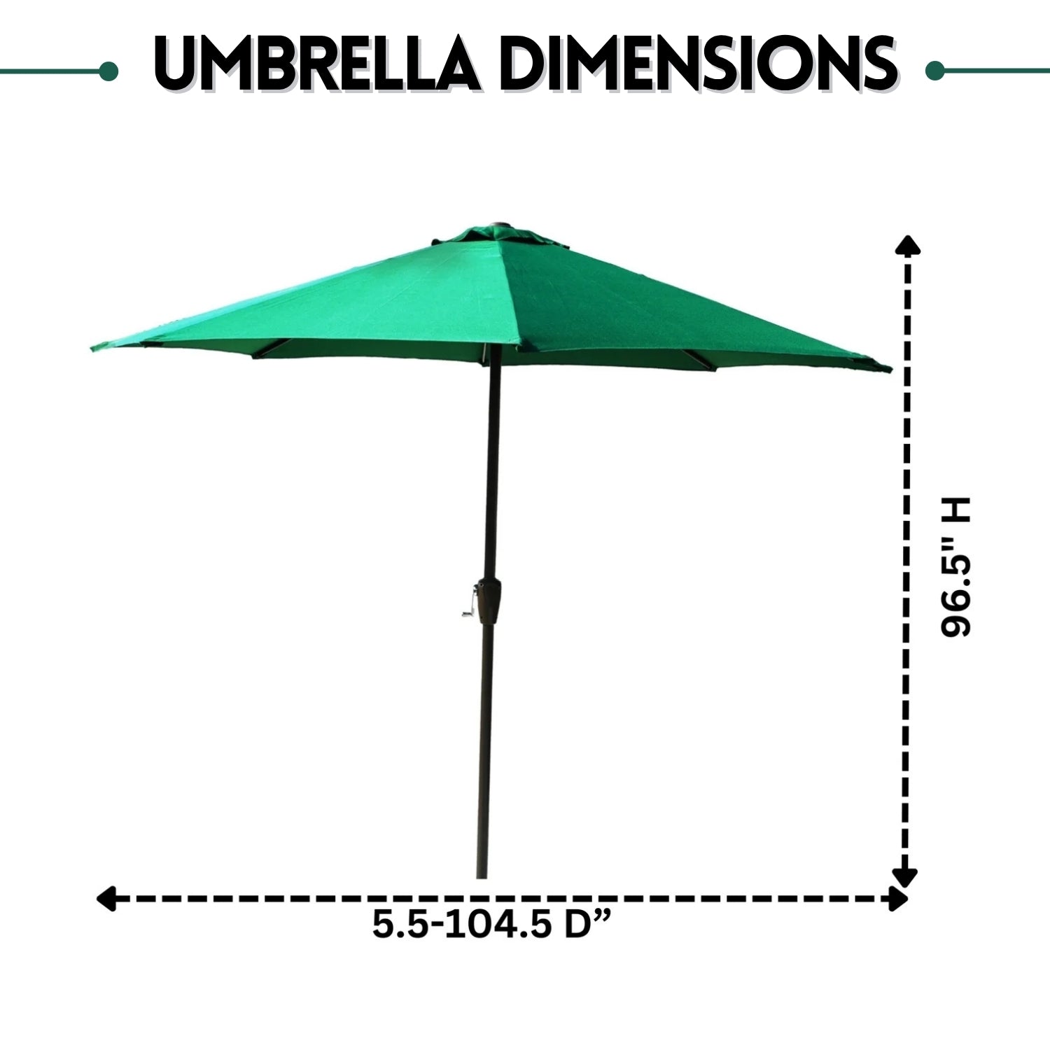 9ft Green Color Outdoor Patio Umbrella with Centre Pole
