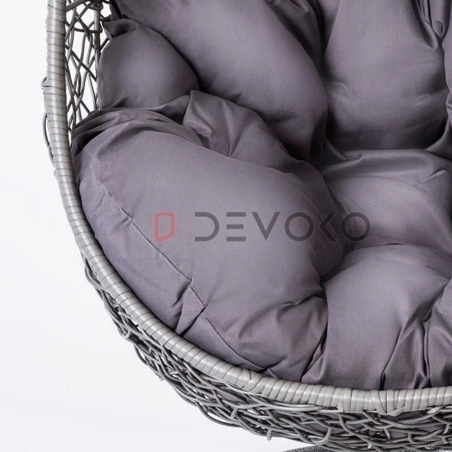 Single Seater Rattan & Wicker Swing (Grey)