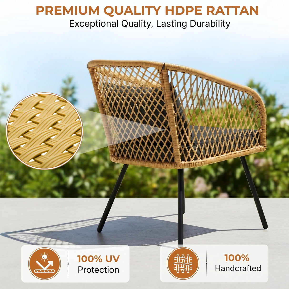 Outdoor Wicker 3-Piece Patio Set