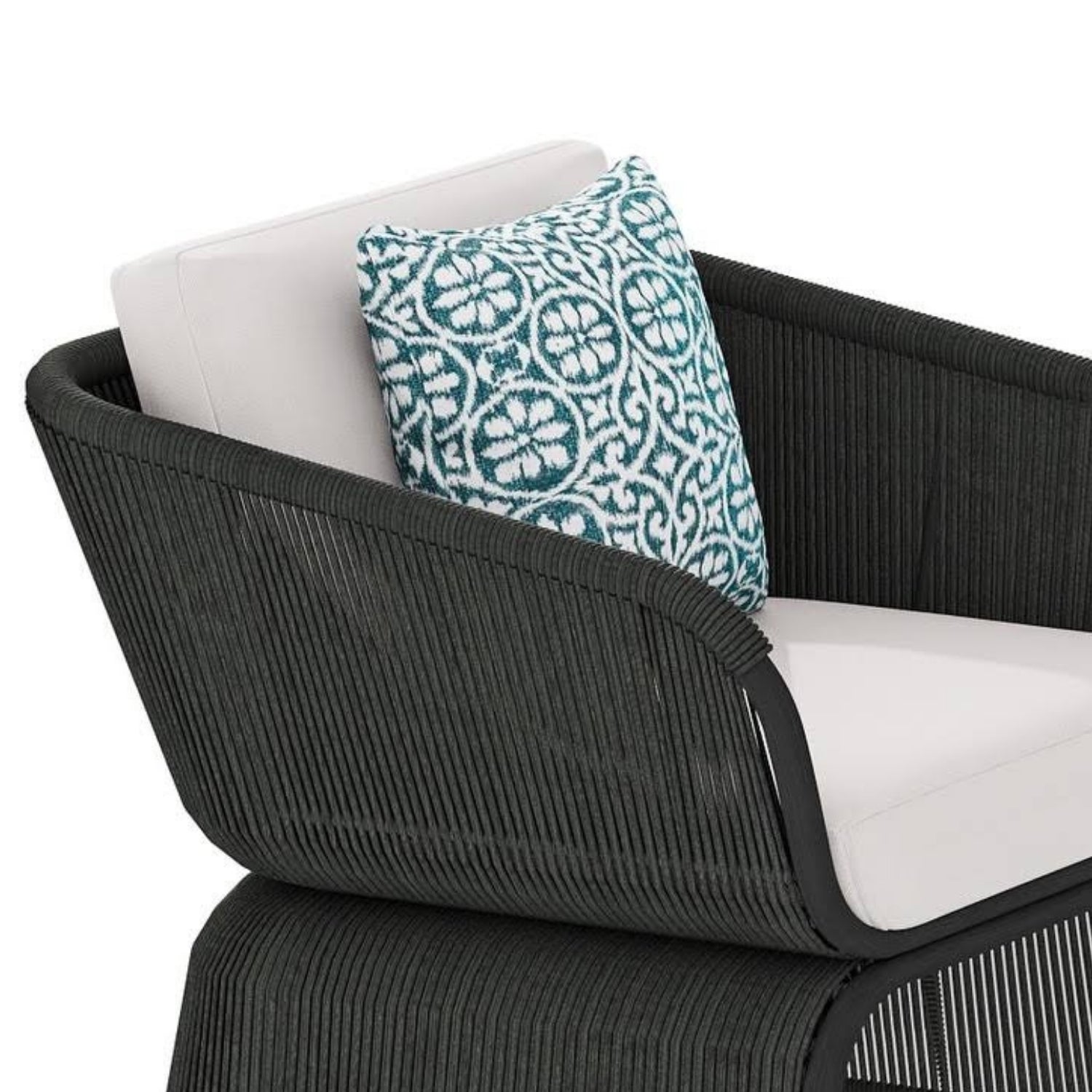 Outdoor Braided Rope Sofa Set With 2-Tier Glass Top Table