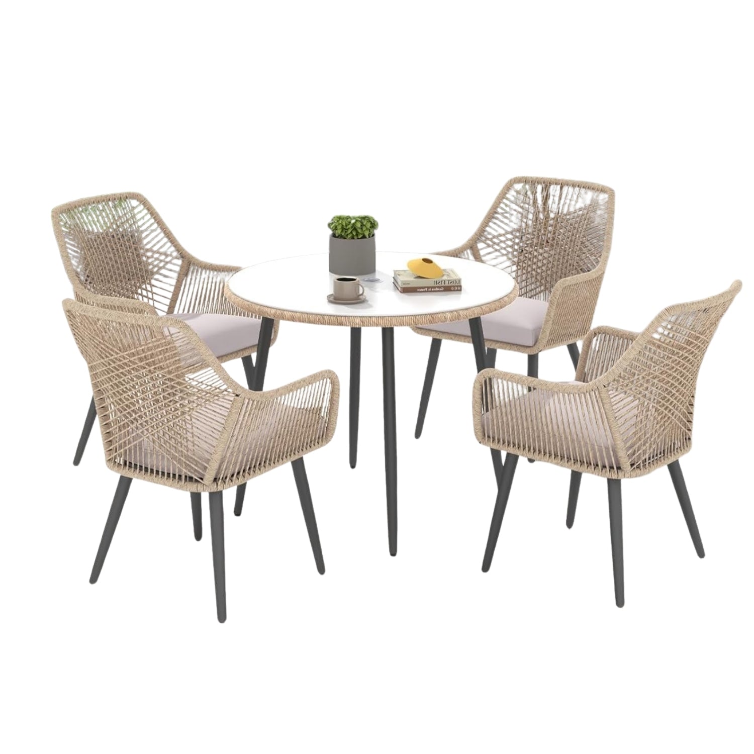 5-Piece Outdoor Rope Patio Dining Set