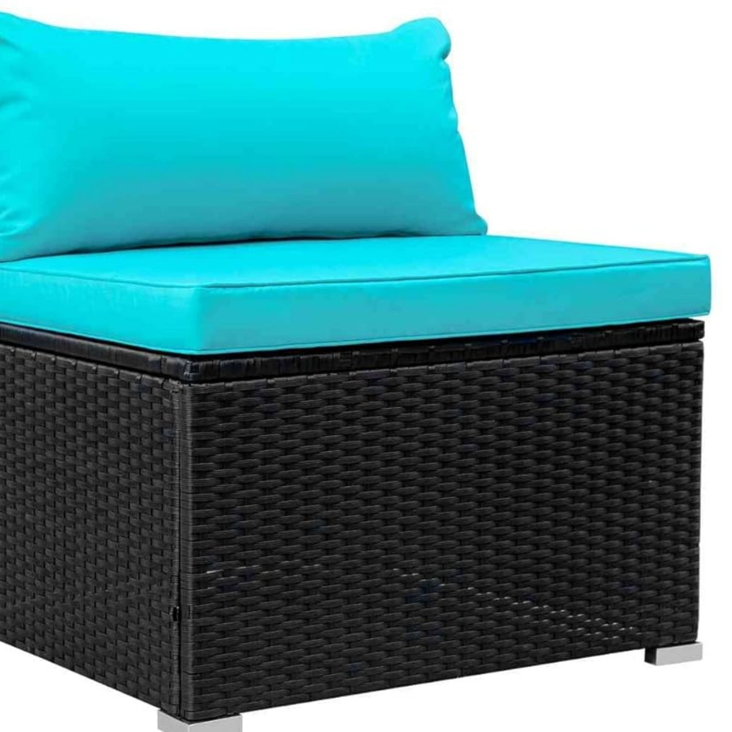 Outdoor Garden Conversation Sofa Set (Black/Sky-Blue)