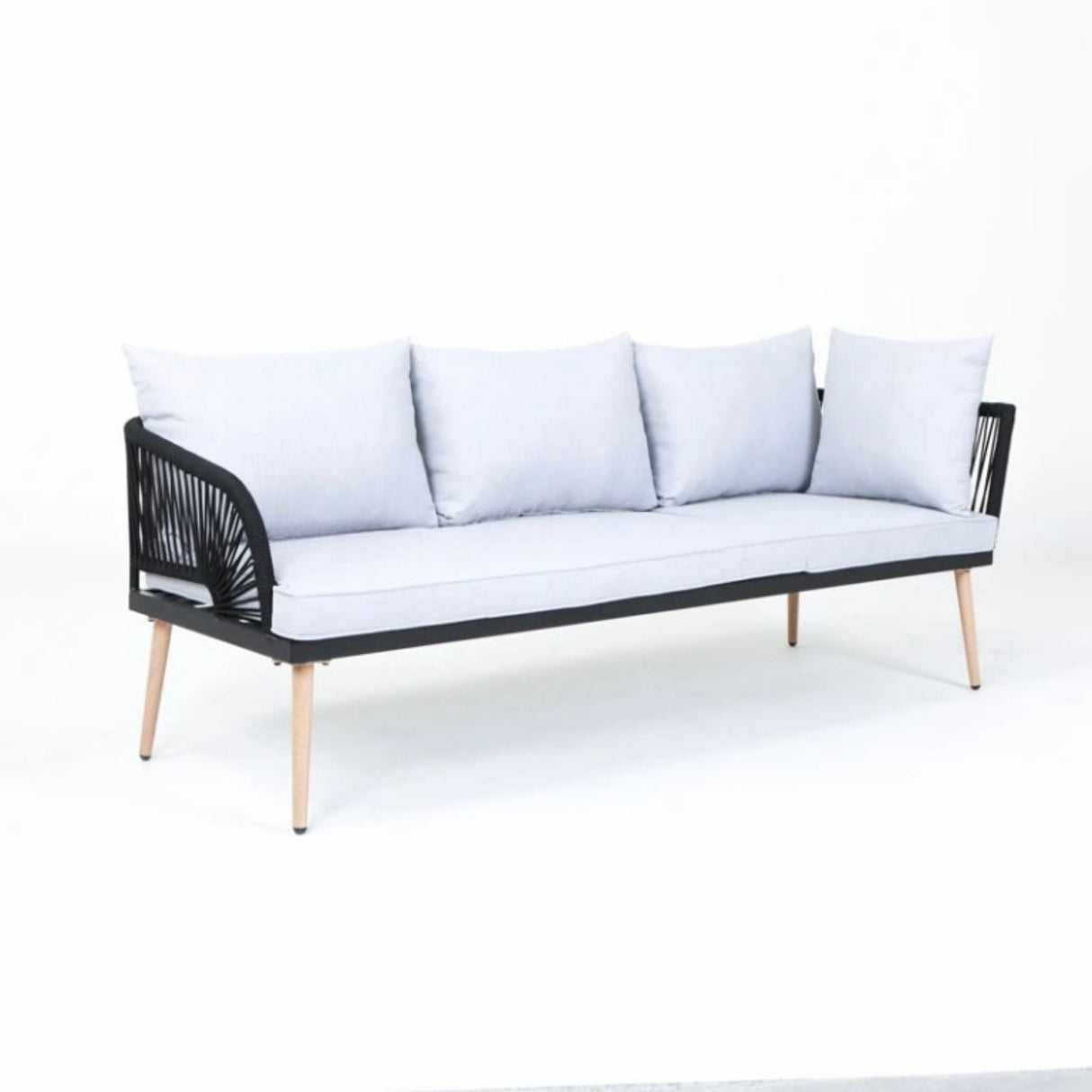 L-Shape 5 Seater Outdoor Patio Rope Conversation Set with Table