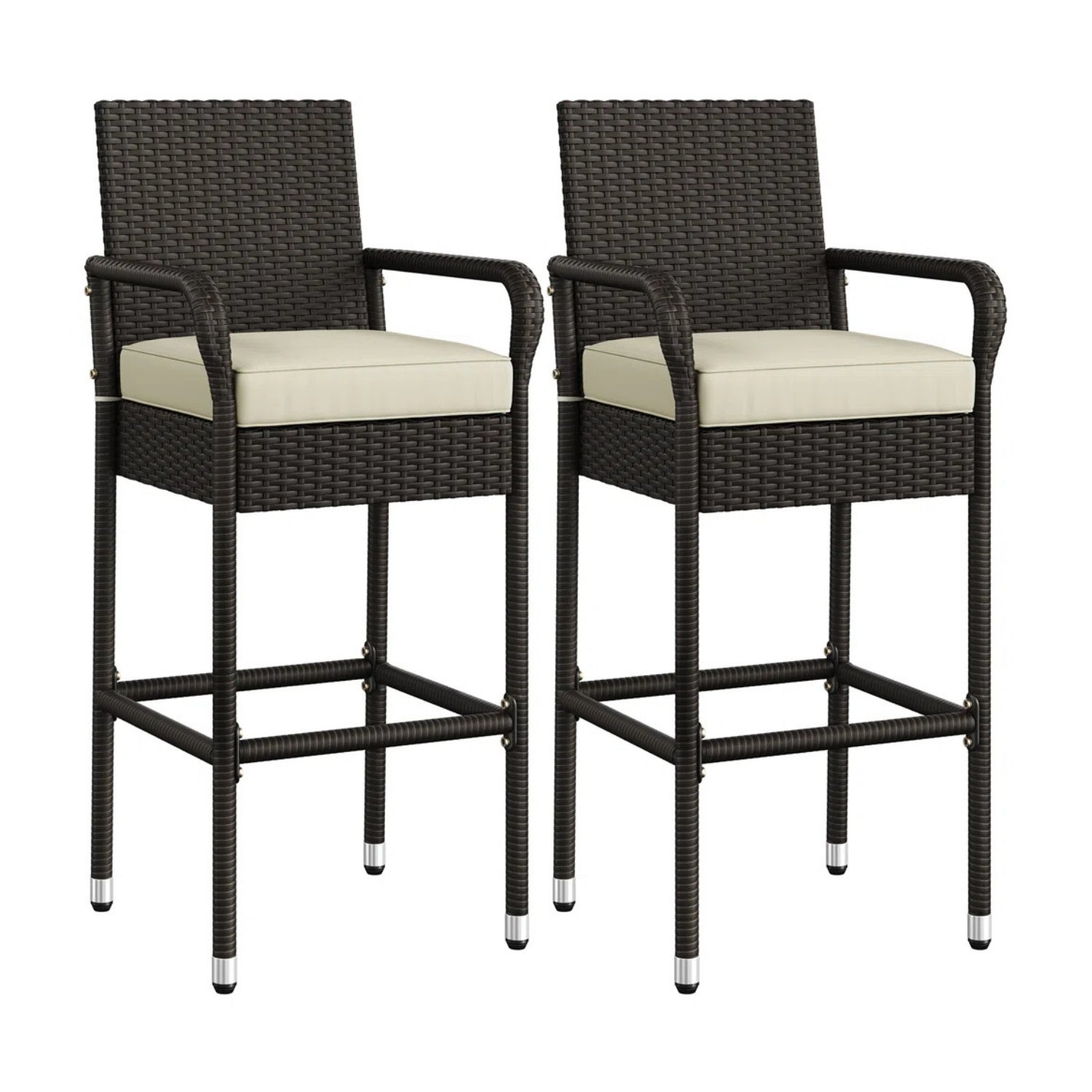 Outdoor Rattan Wicker 2-Piece Bar Chairs