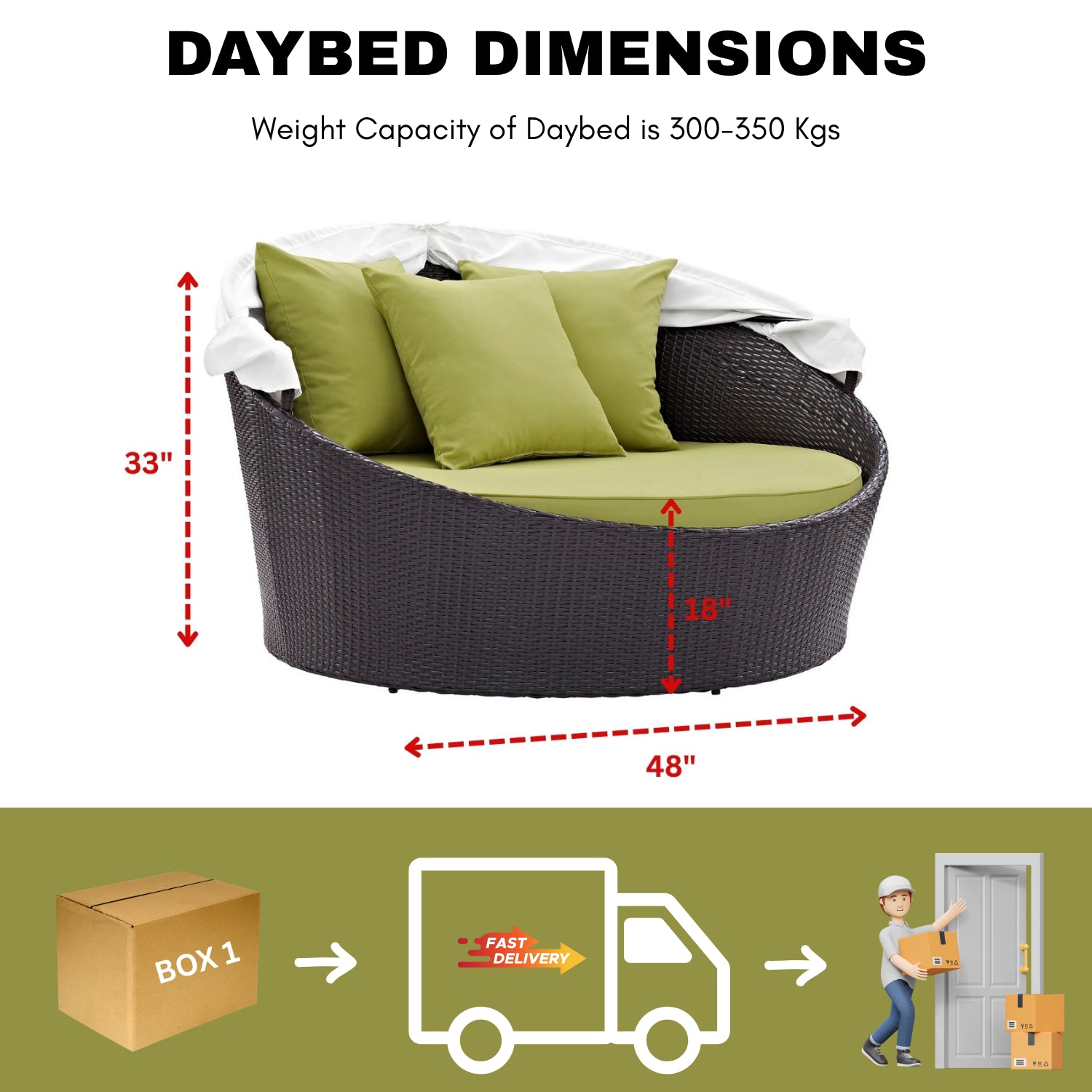 Outdoor Rattan Wicker Patio Daybed with Retractable Canopy