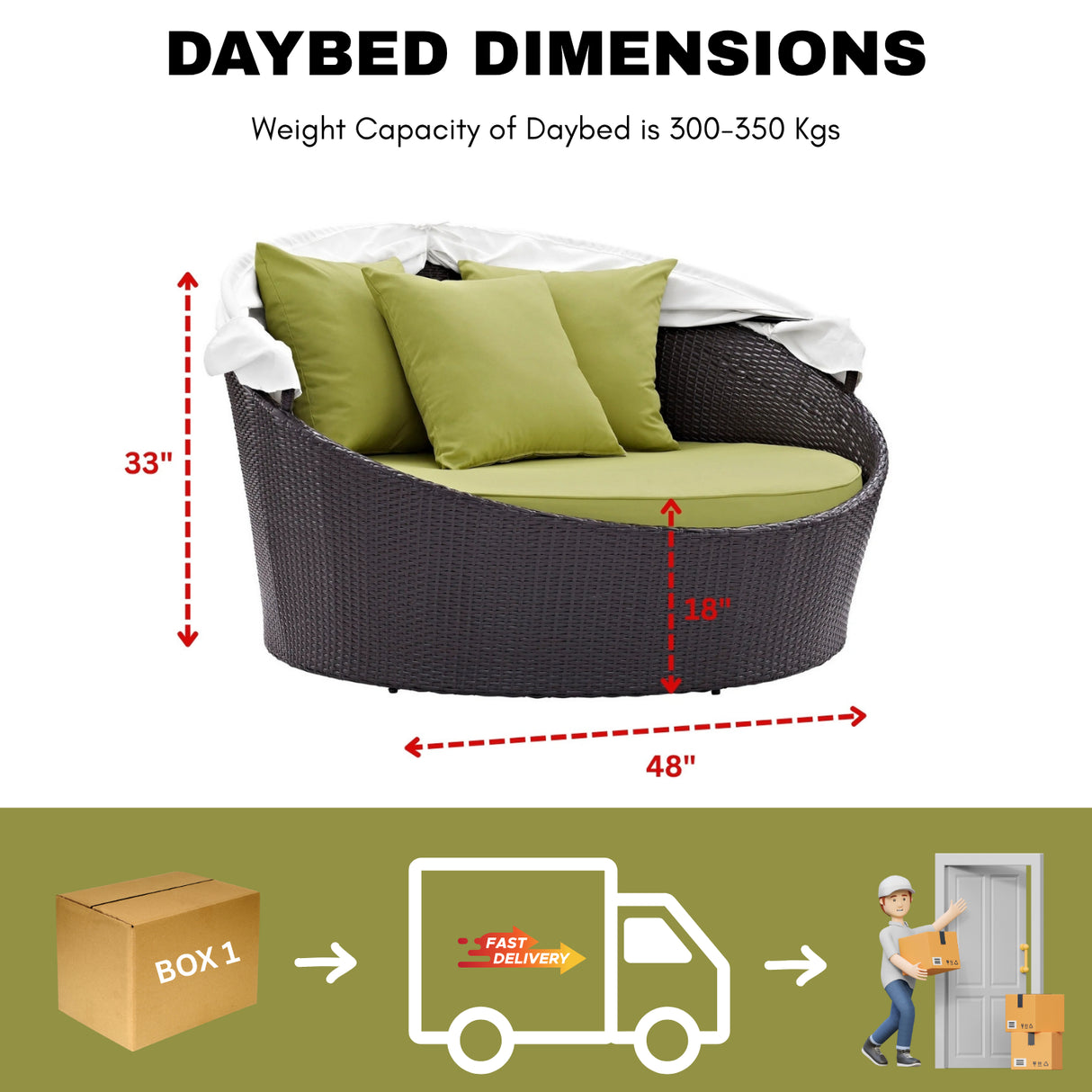 Outdoor Rattan Wicker Patio Daybed with Retractable Canopy