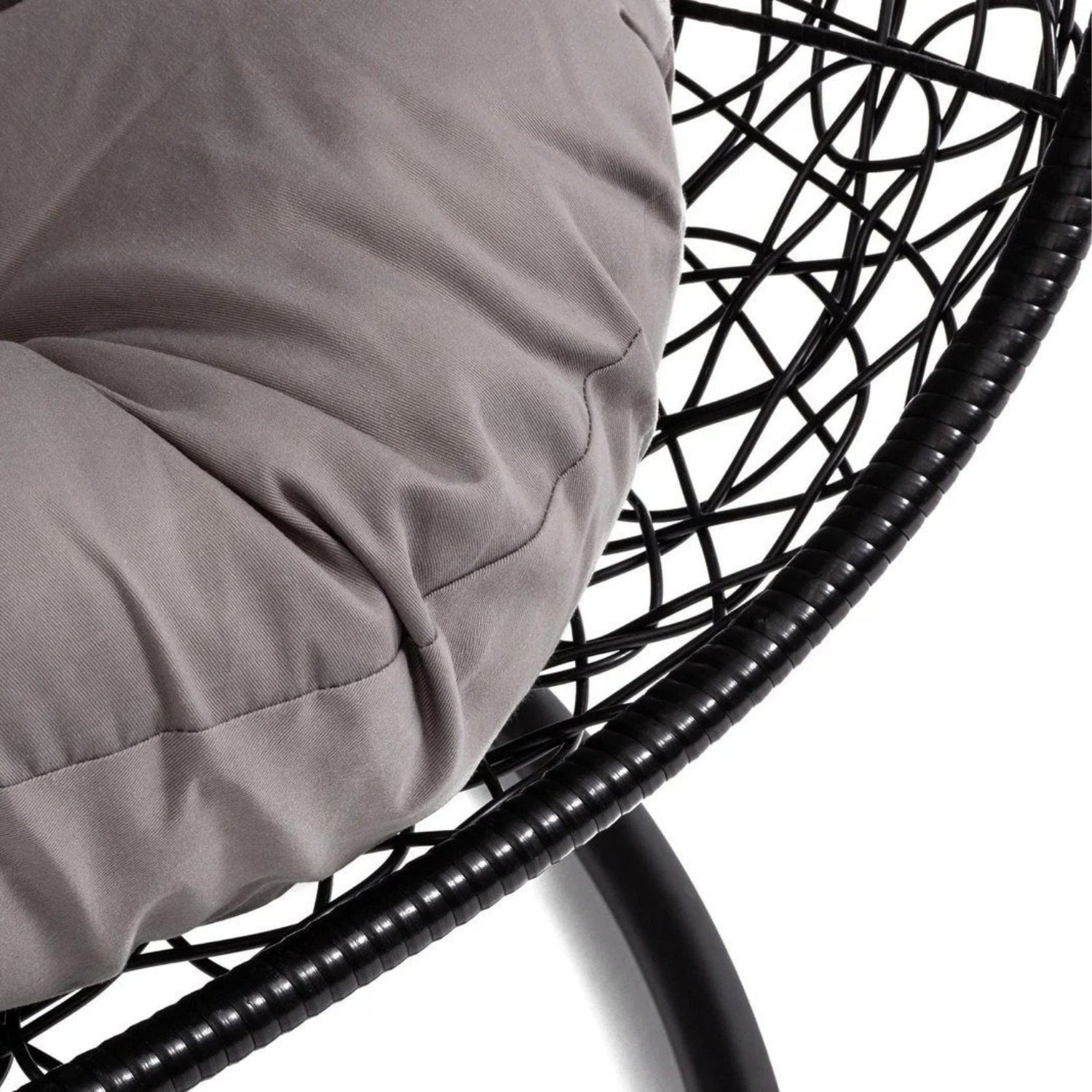 Double Seater Rattan & Wicker Swing (Black & Grey)