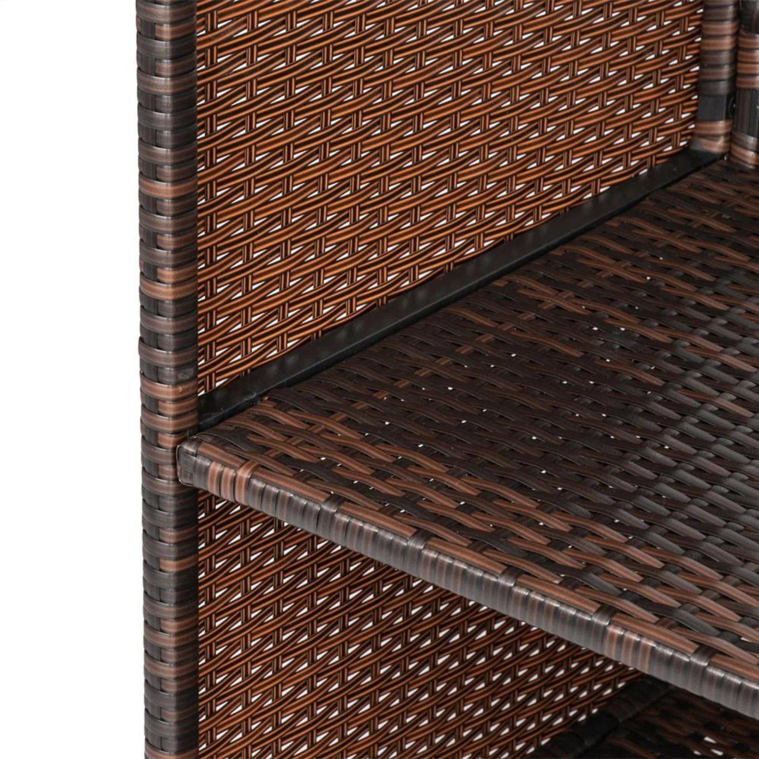 Outdoor Rattan Wicker Bar Table With Storage Selves
