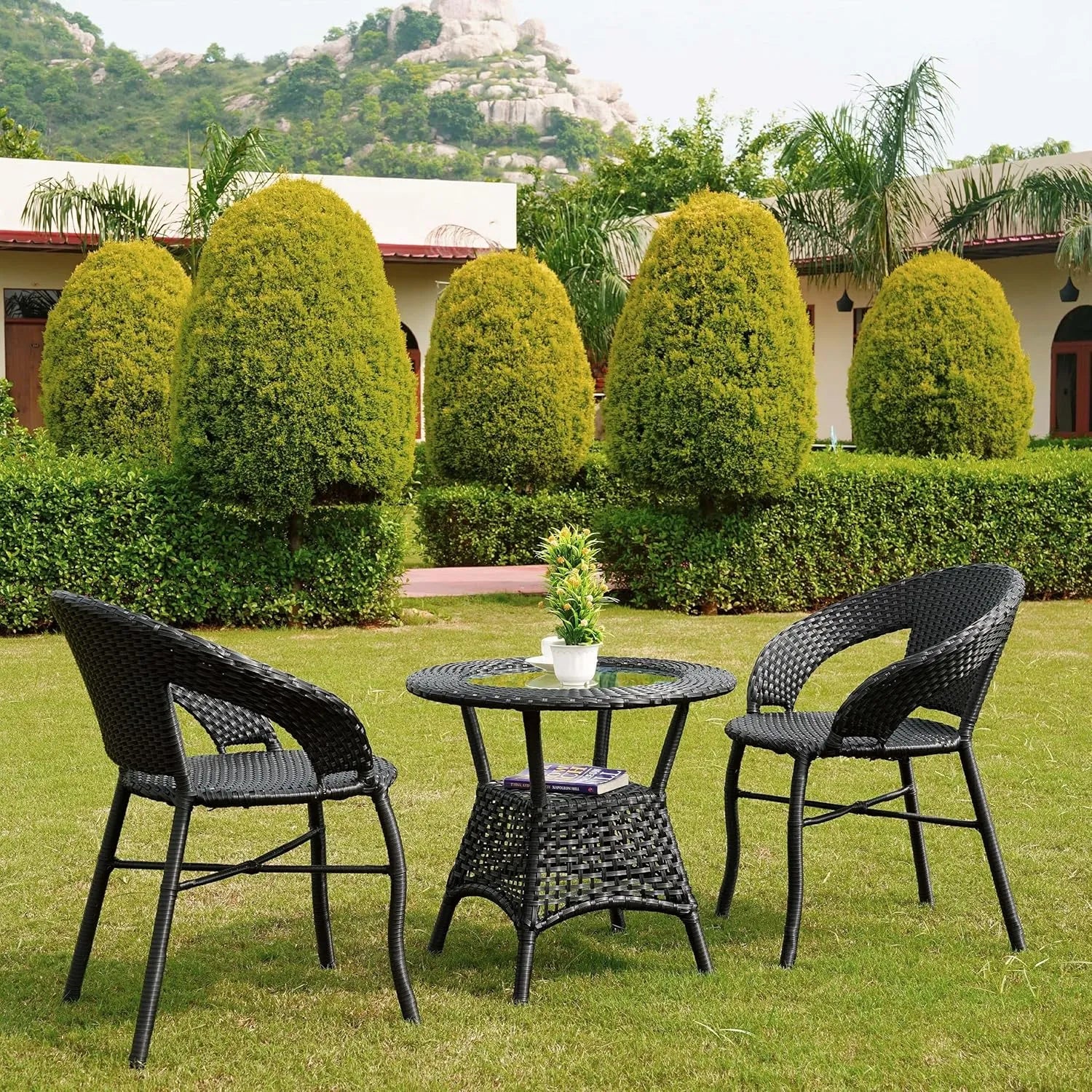 3-Piece Outdoor Rattan Wicker Patio Bistro Set