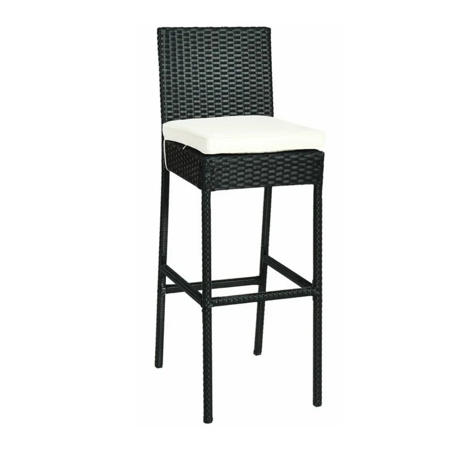 7-Piece Outdoor Rattan Wicker Bar Set with Wooden Top Table