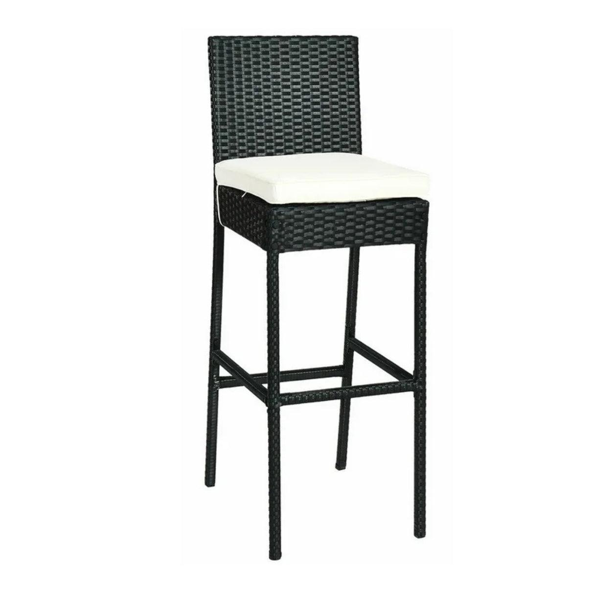 7-Piece Outdoor Rattan Wicker Bar Set with Wooden Top Table