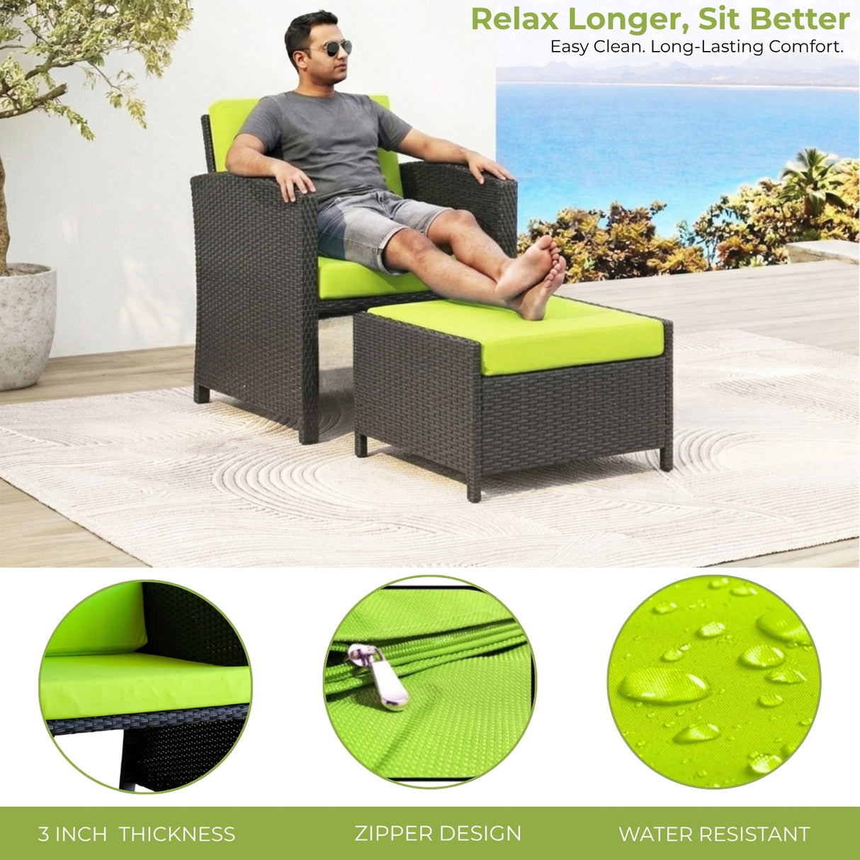 Outdoor 5 Piece Patio Wicker All Weather Sectional Furniture Set