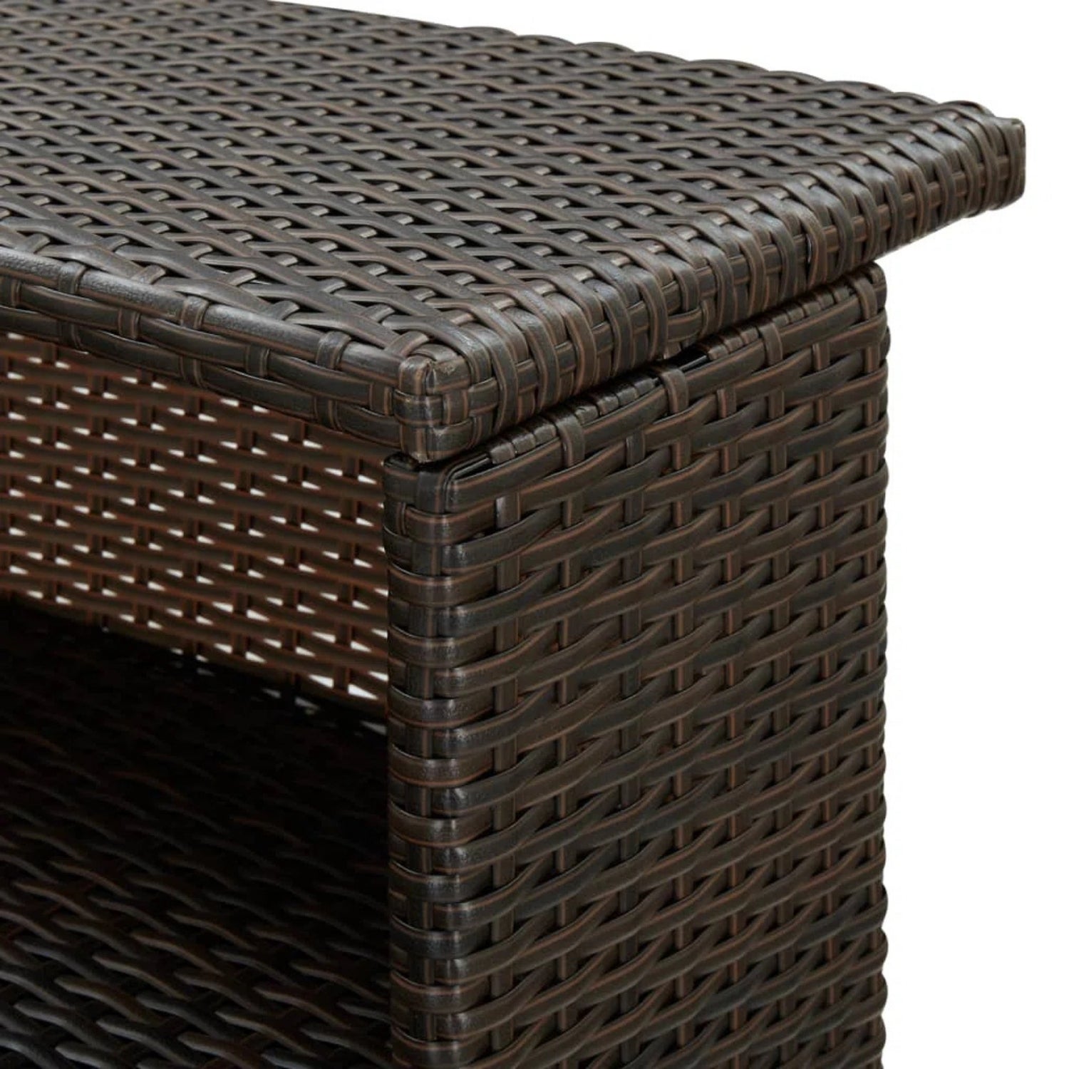 Outdoor Rattan Wicker Bar Table With a High-Top Design & Integrated Storage Shelf