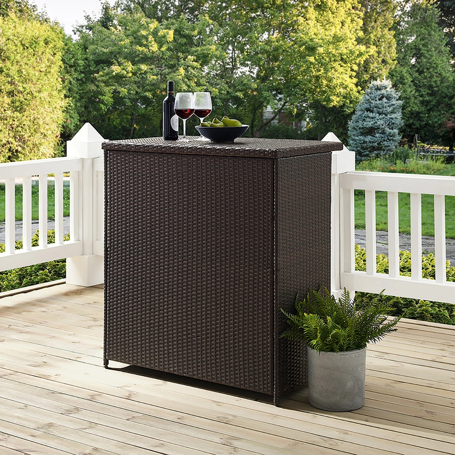 Outdoor Rattan Wicker Bar Table With Storage Selves