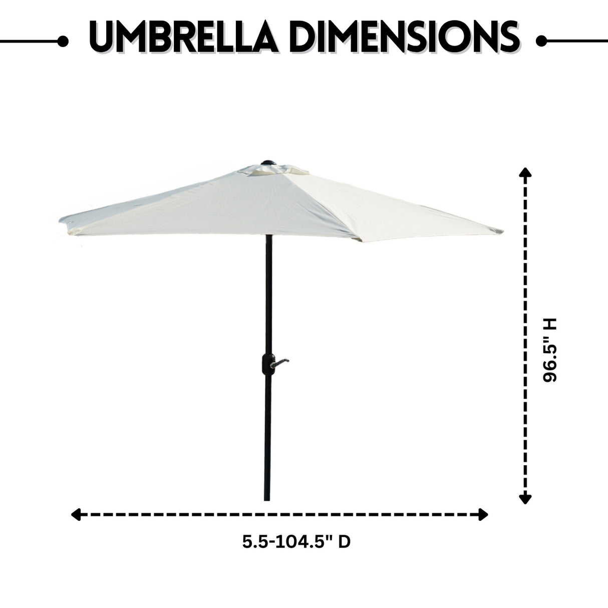 9ft White Color Outdoor Patio Umbrella with Centre Pole