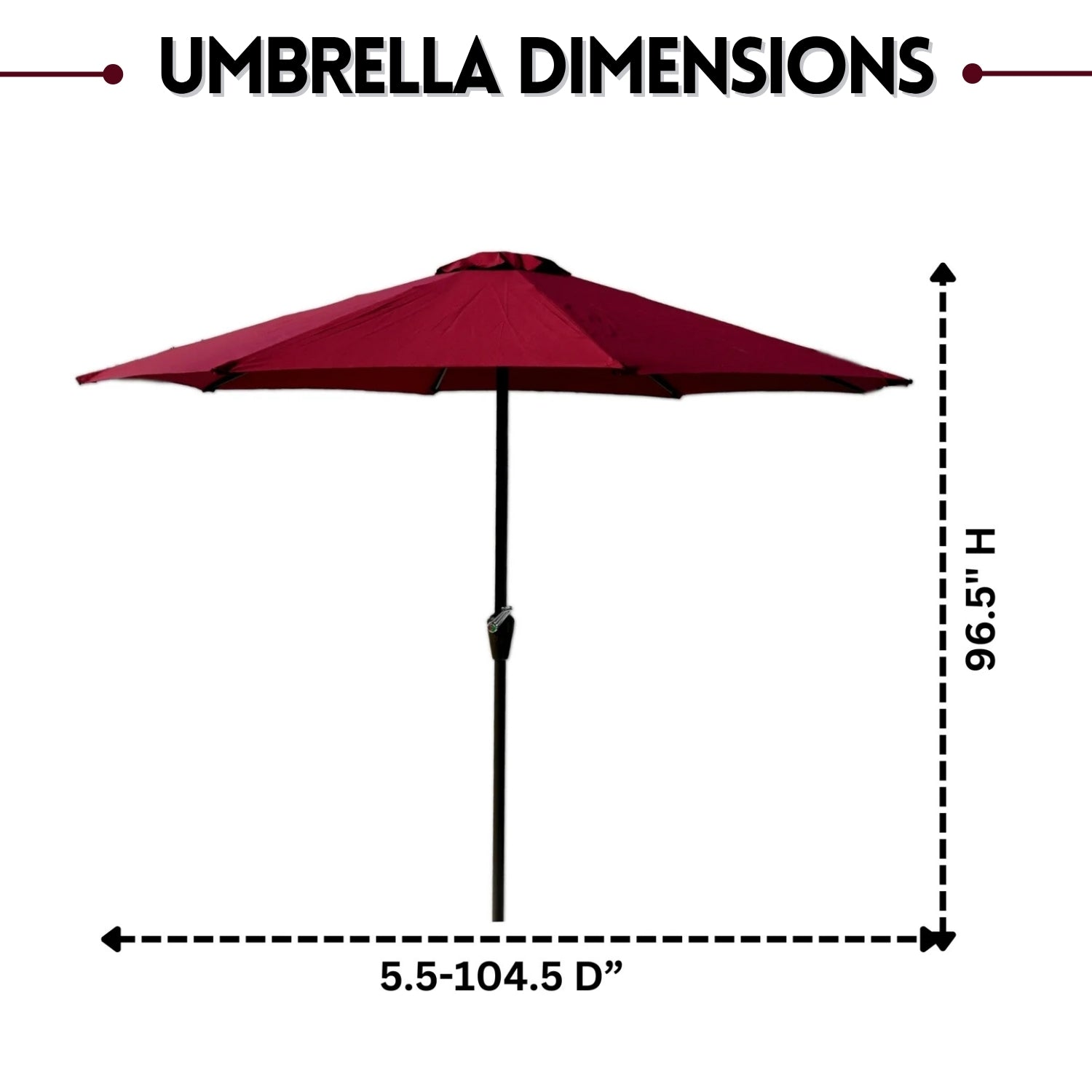 9ft Red Color Outdoor Patio Umbrella with Centre Pole