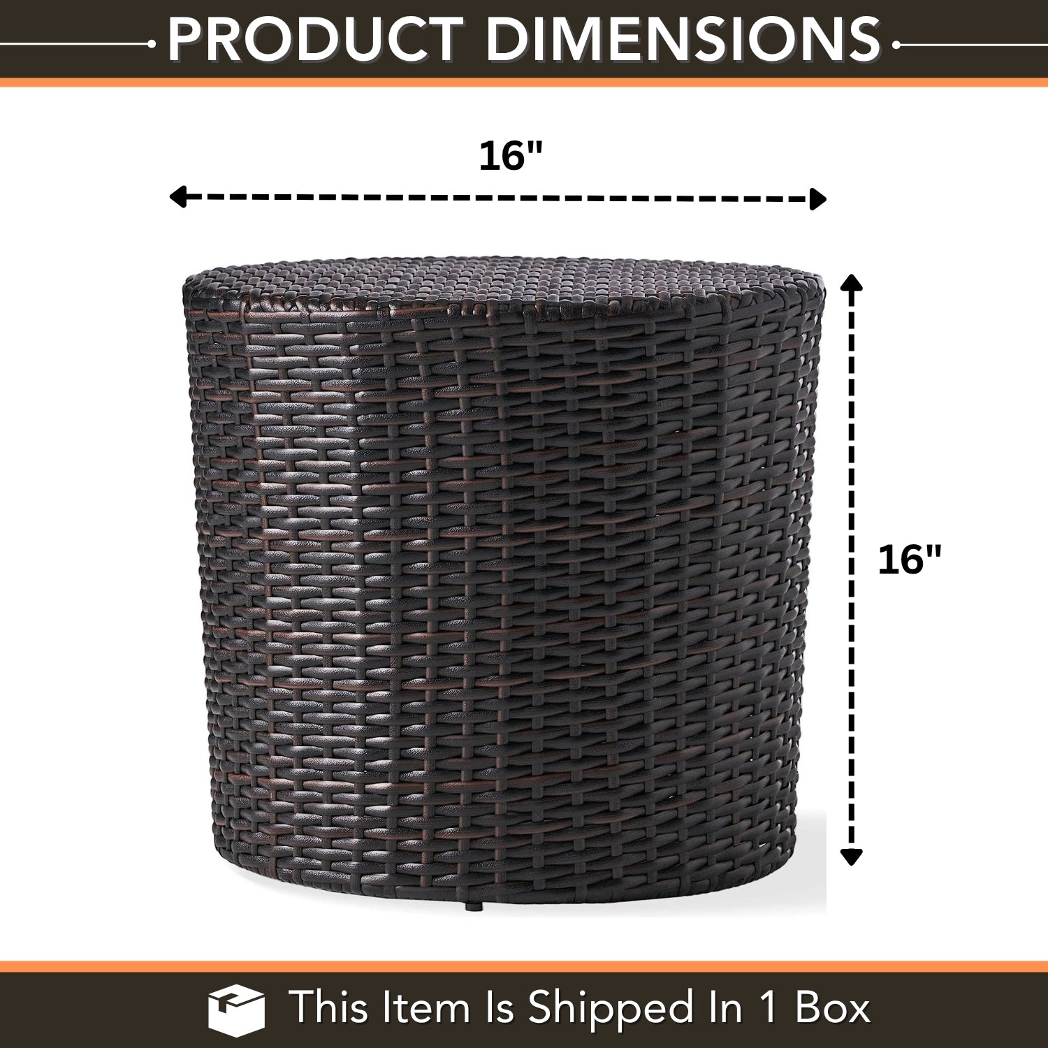 Dark Brown Wicker Garden Bistro End Table