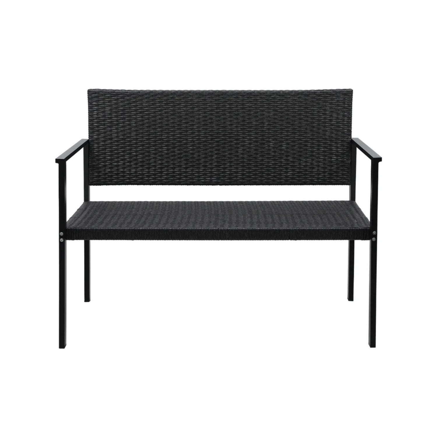 2-Seater Outdoor Garden Rattan Bench With Metal Frames