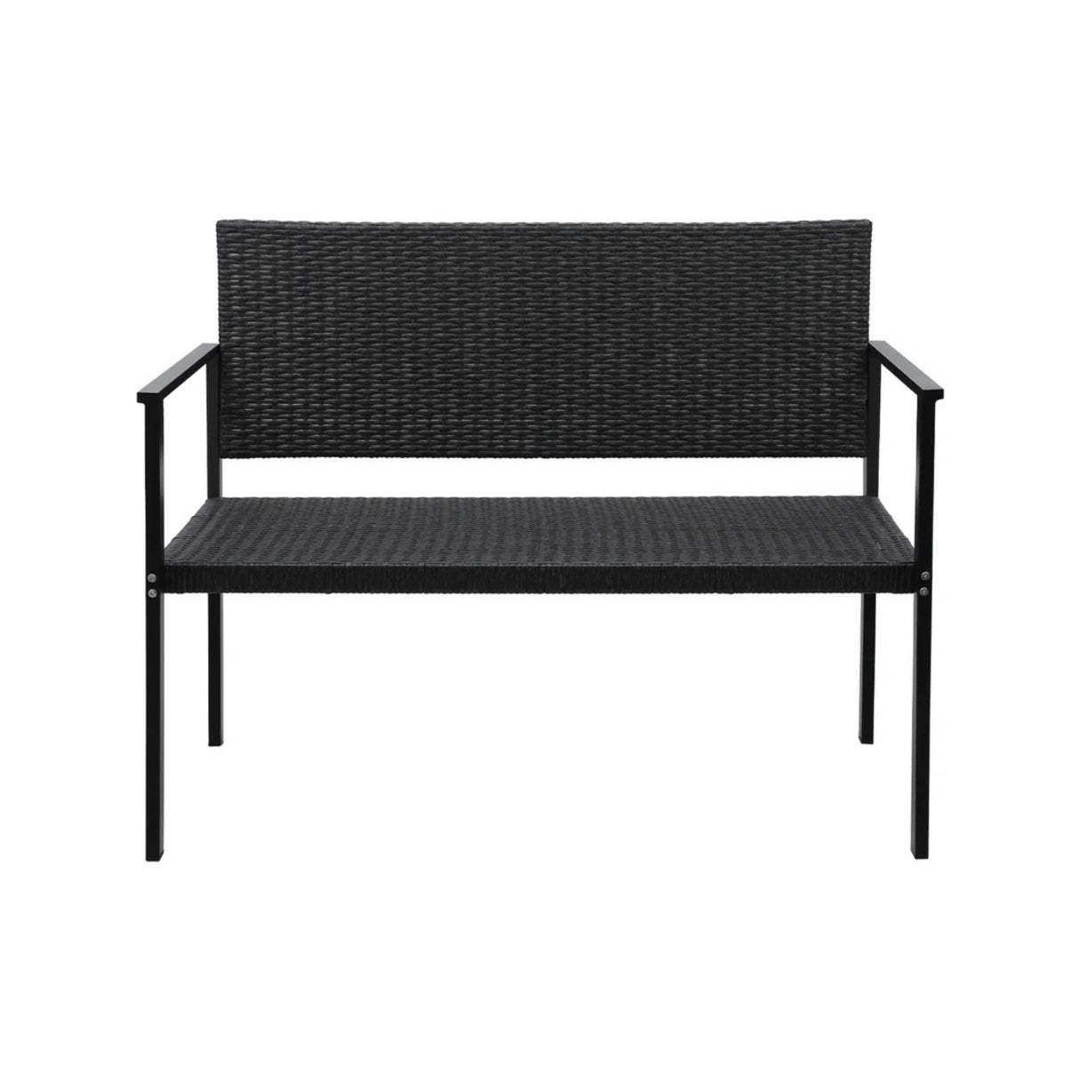 2-Seater Outdoor Garden Rattan Bench With Metal Frames
