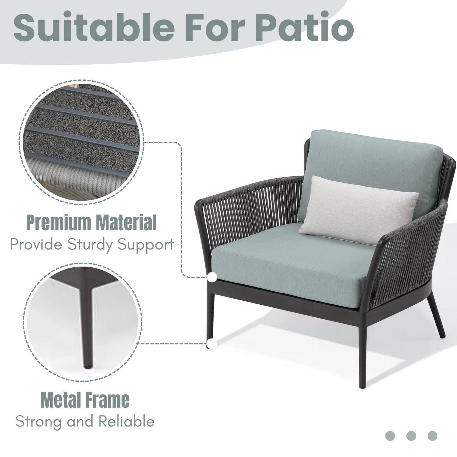 Outdoor 3 Piece All-Weather Rope Patio Set