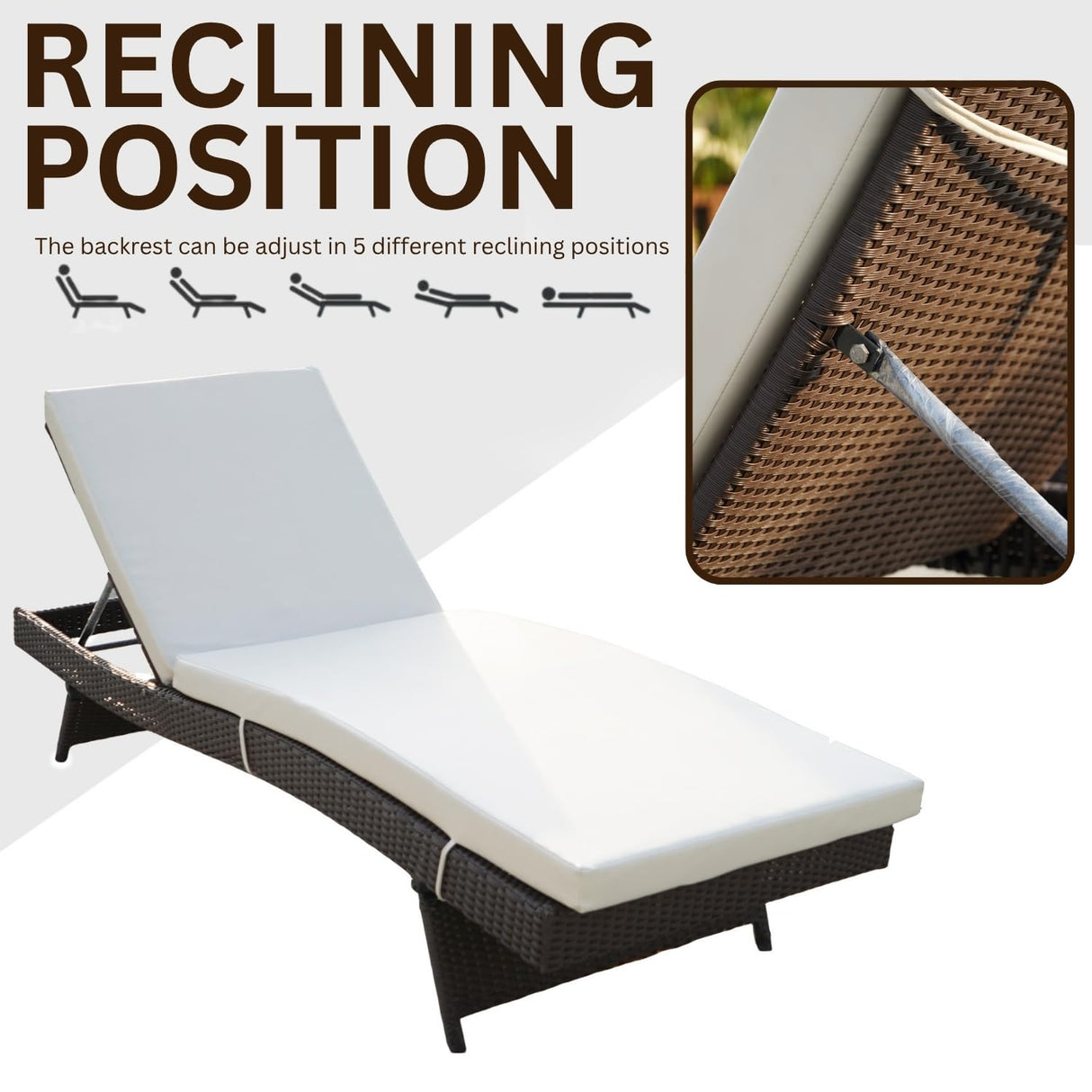 All-Weather HDPE Wicker Outdoor Chaise Lounge Chair Set of 2