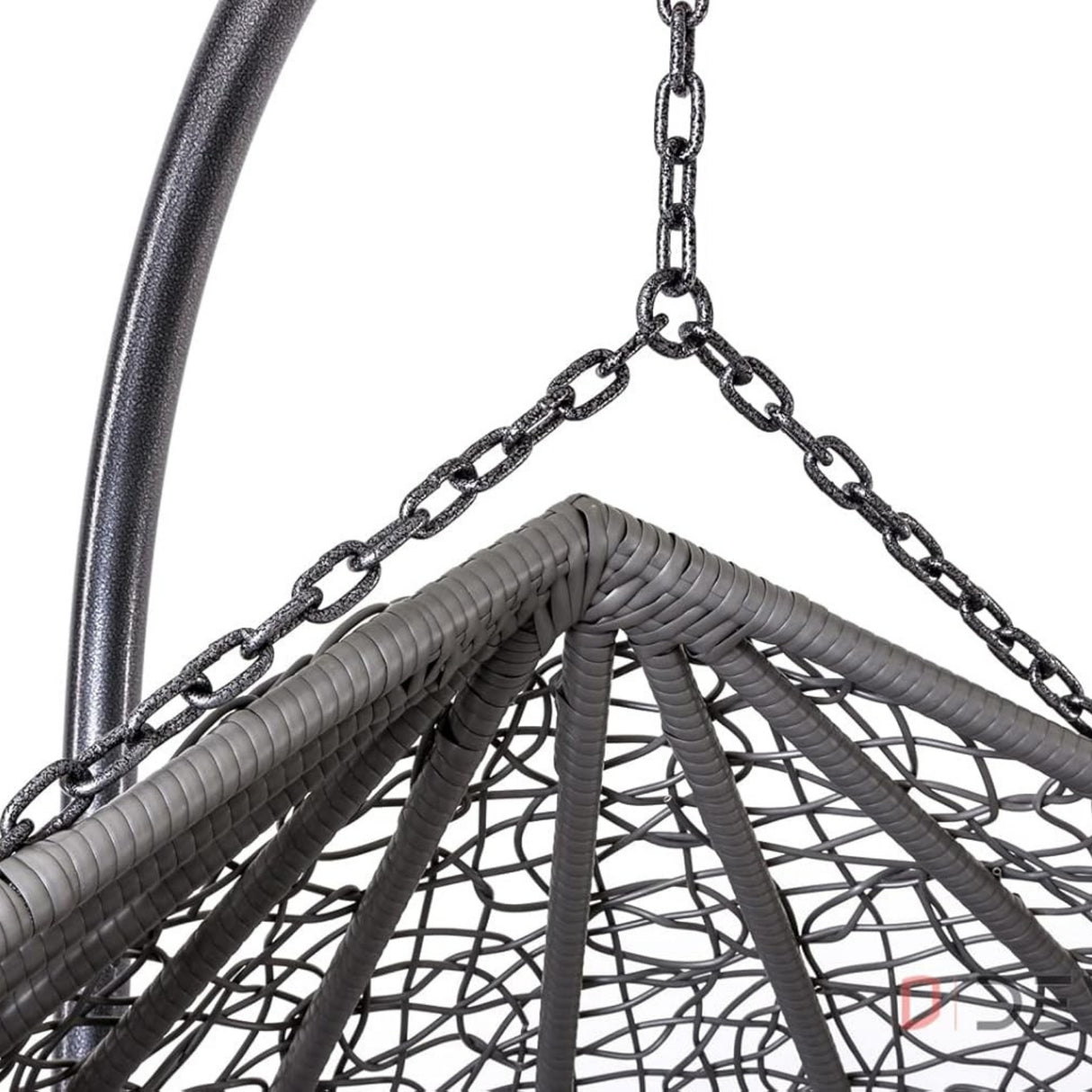 Double Seater Rattan & Wicker Swing (Grey)