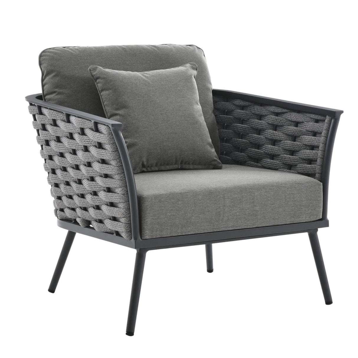 Outdoor Rope 3-Piece Patio Set With Wooden Top Table