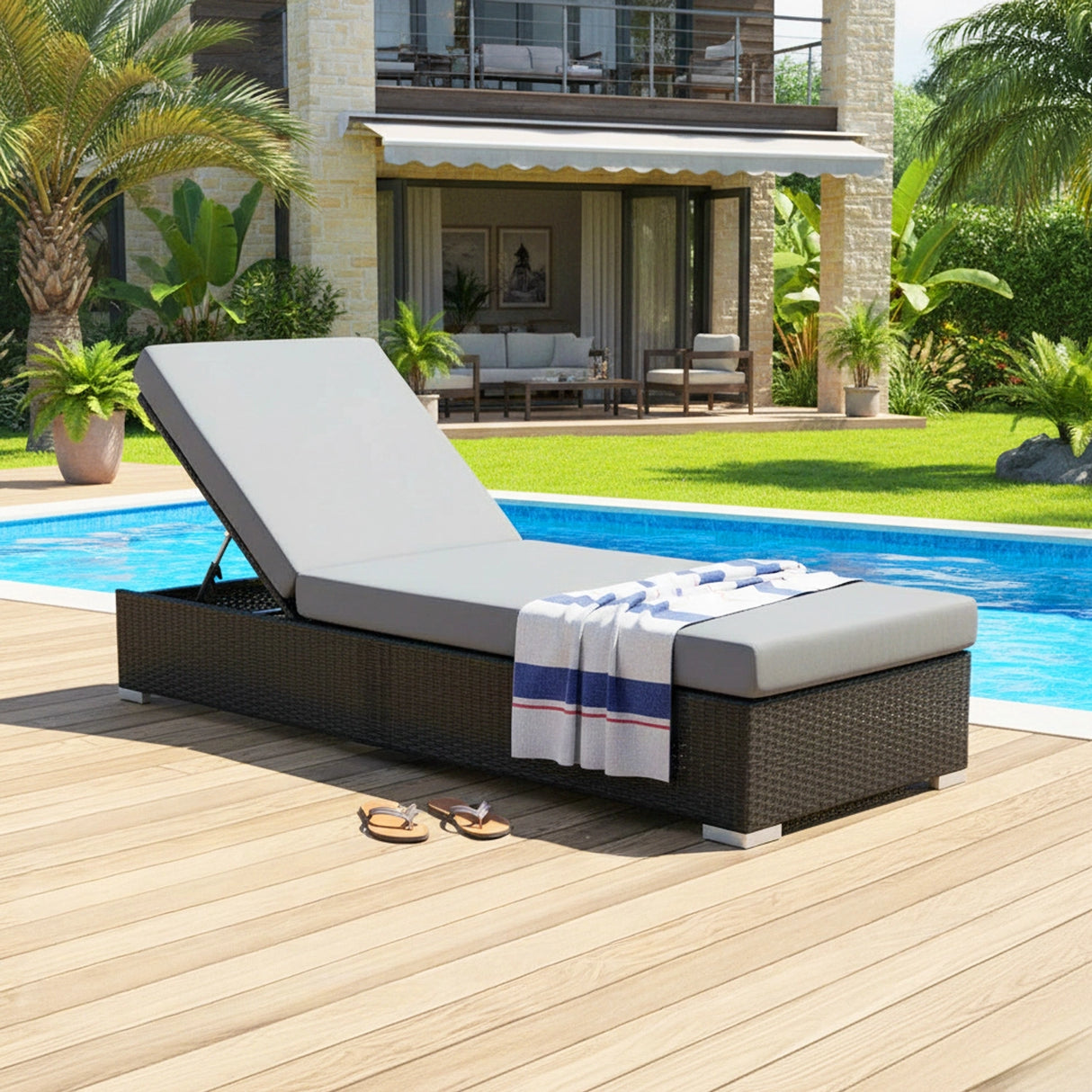 Outdoor 2-Piece Chaise Lounge Chair with Adjustable Settings and Cushions