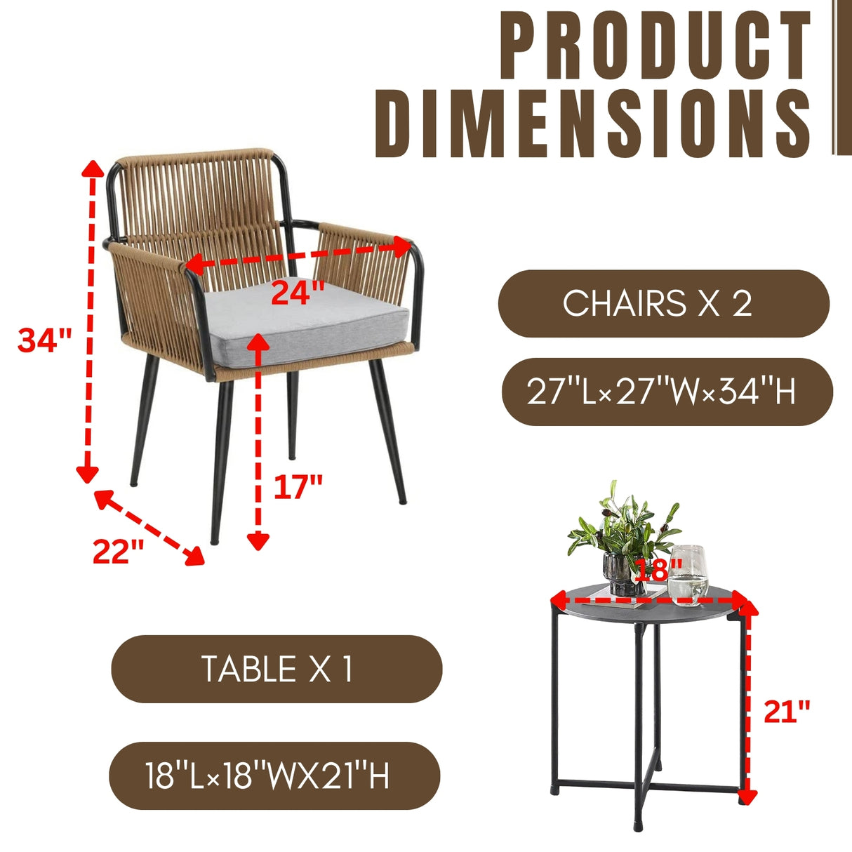 3-Piece Rope Patio Set - Perfect for Outdoor Entertaining