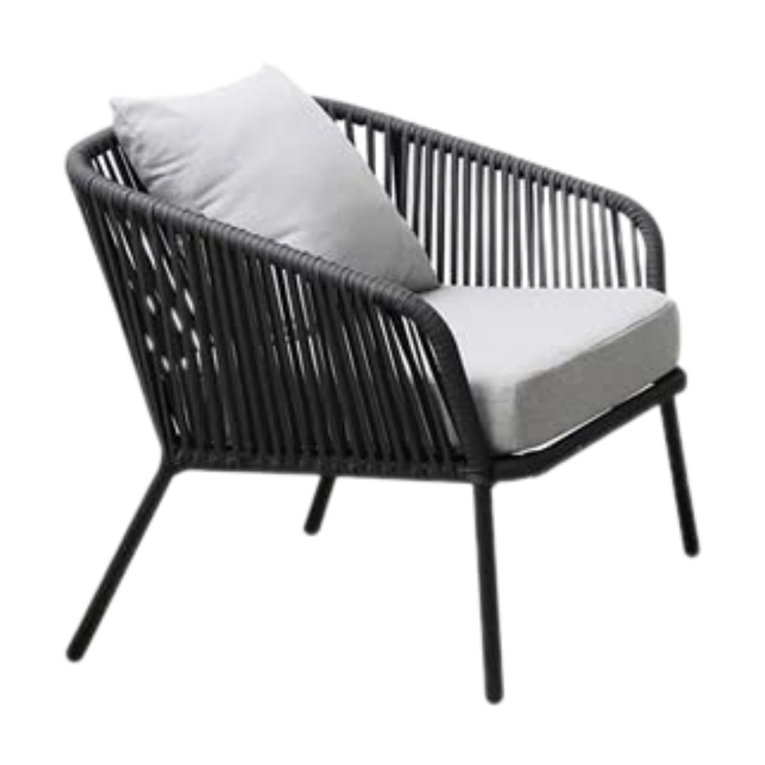 4-Piece Outdoor Rope Patio Sofa Set (Black & Grey)