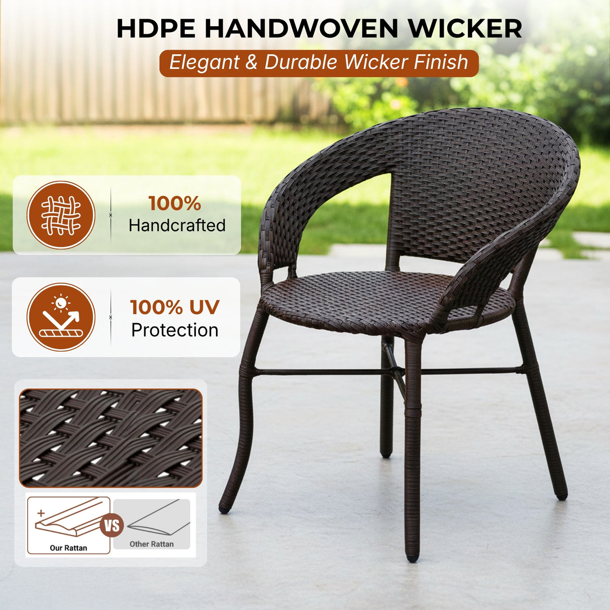 Outdoor Rattan Wicker 5-Piece Patio Furniture Set (Dark Brown)