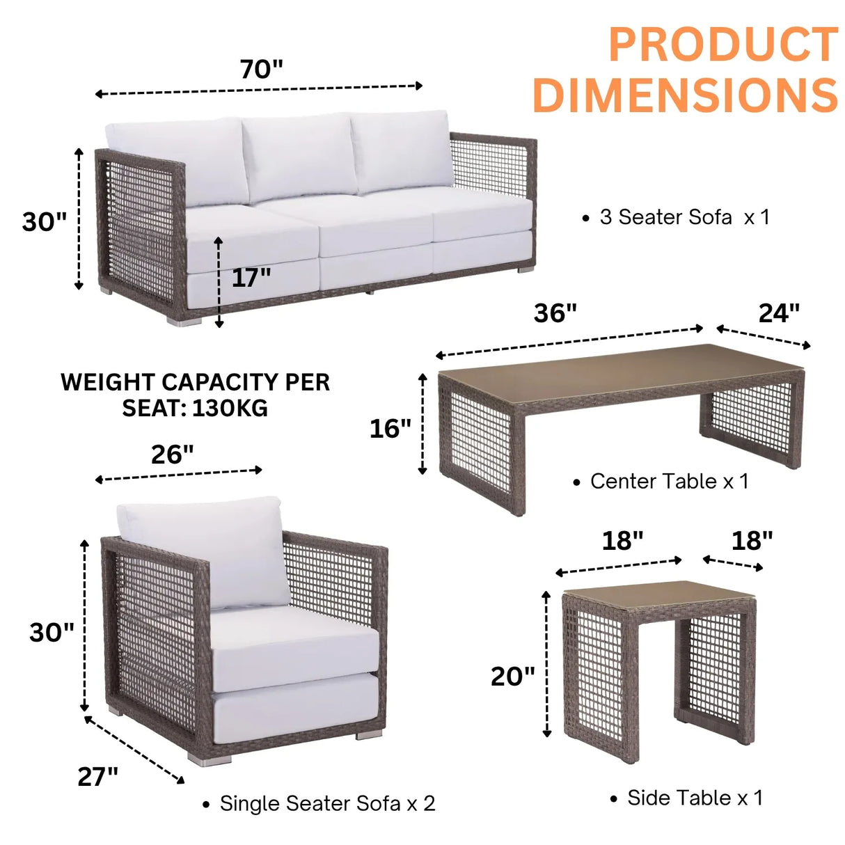 Outdoor Rattan Wicker 5-Seater Sofa Set